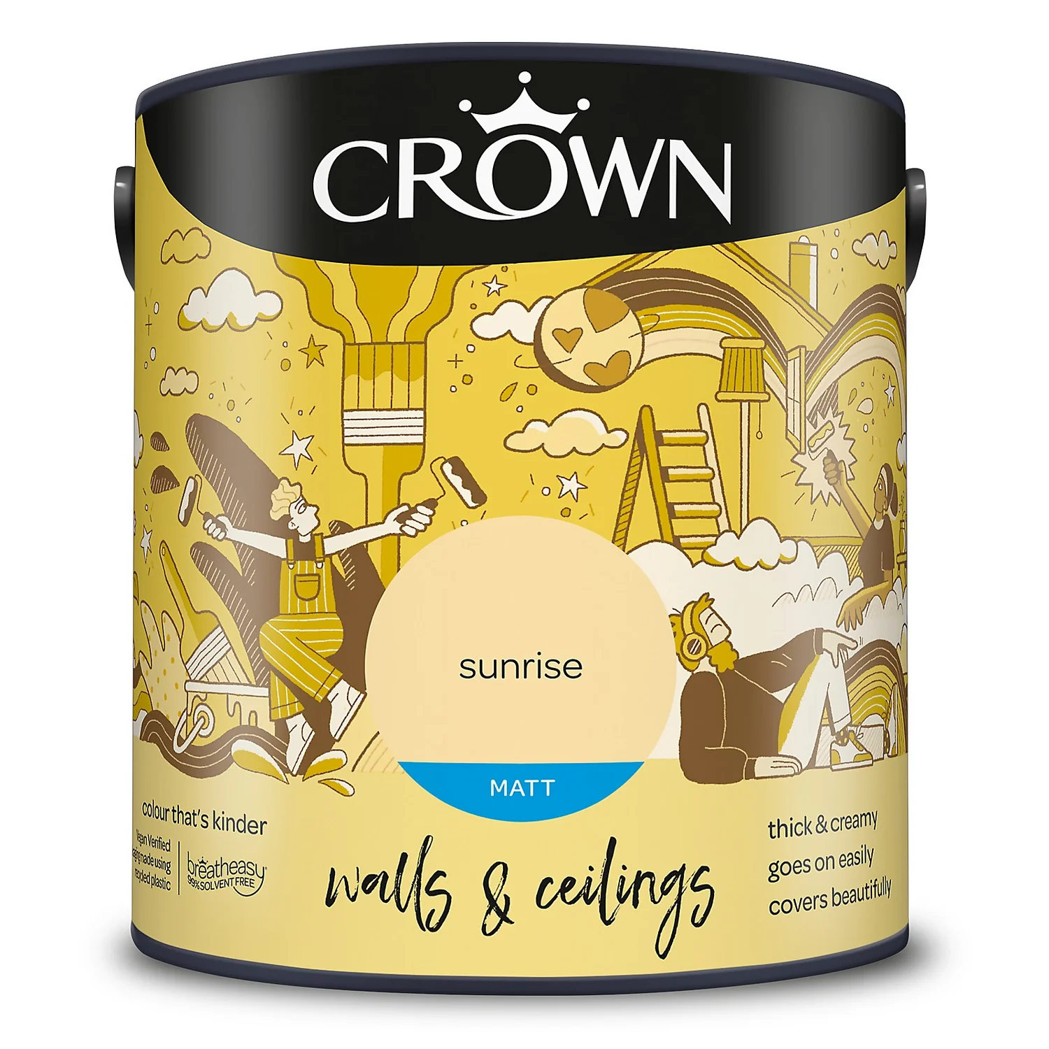 Crown Walls & Ceilings Matt Emulsion Paint Sunrise - 2.5L 11 Crown Walls & Ceilings Matt Emulsion Paint Sunrise - 2.5L - Image 9