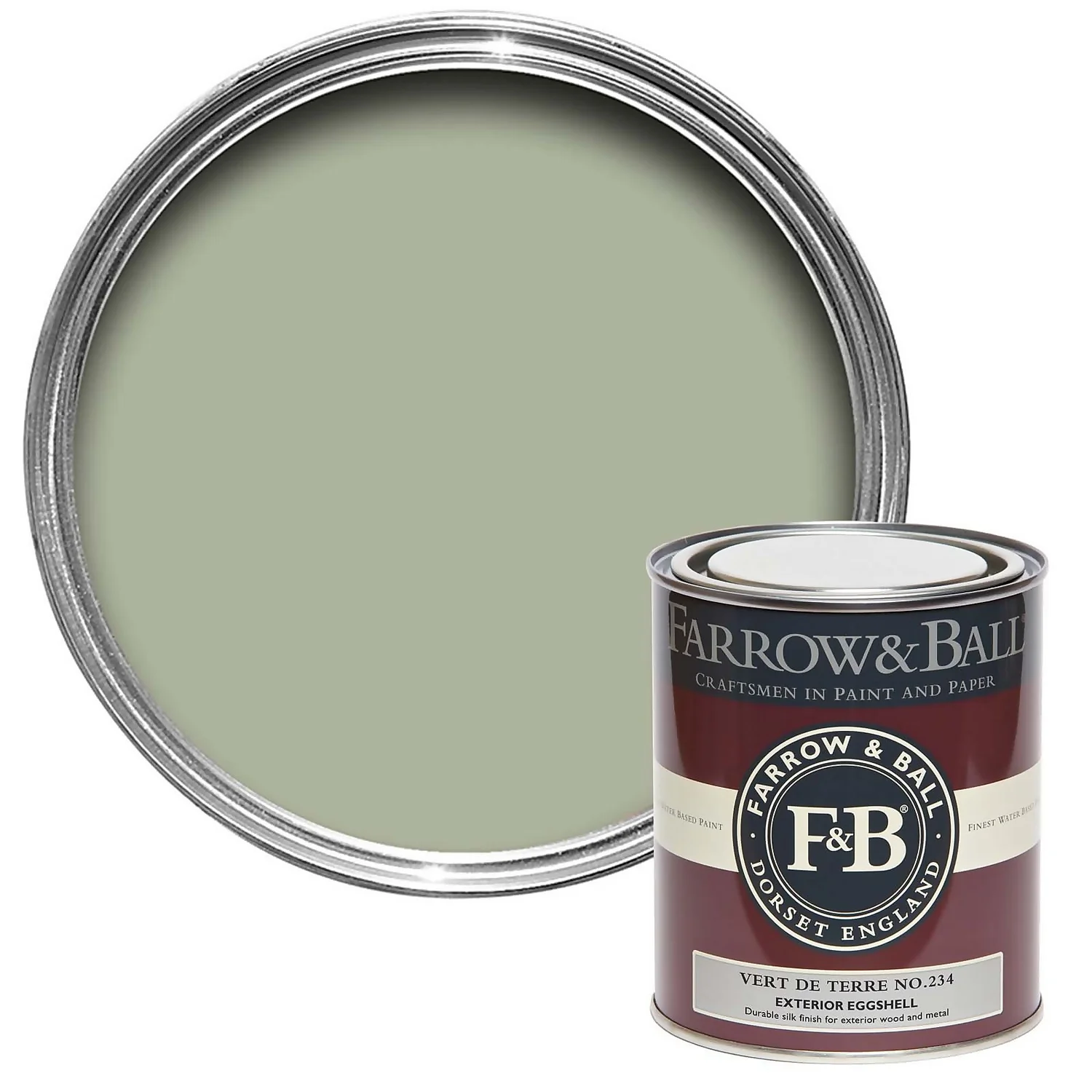Farrow & Ball Exterior Eggshell Vert De Terre - 750ml 3 Farrow & Ball Exterior Eggshell Vert De Terre - 750ml