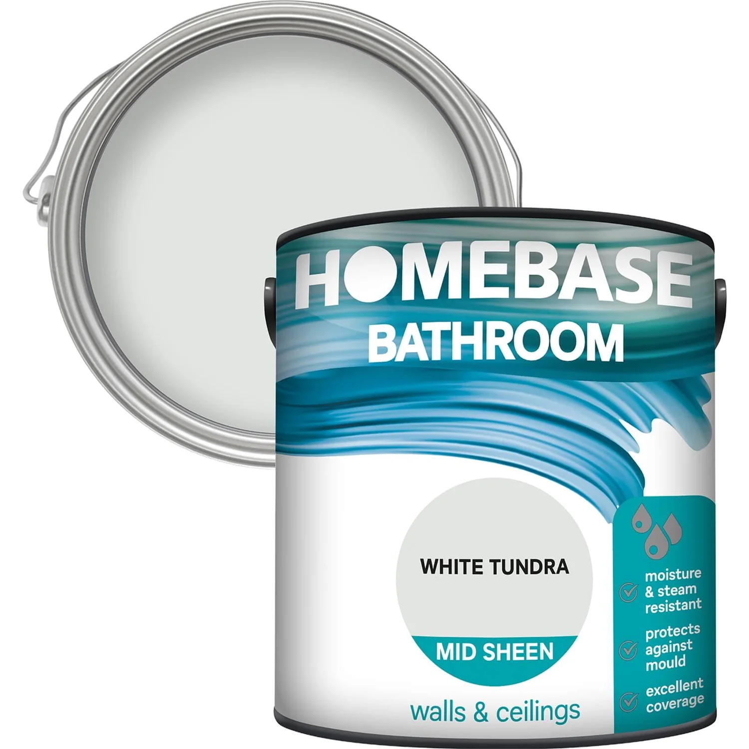 Homebase Bathroom Mid Sheen Paint - White Tundra 2.5L 3 Homebase Bathroom Mid Sheen Paint - White Tundra 2.5L