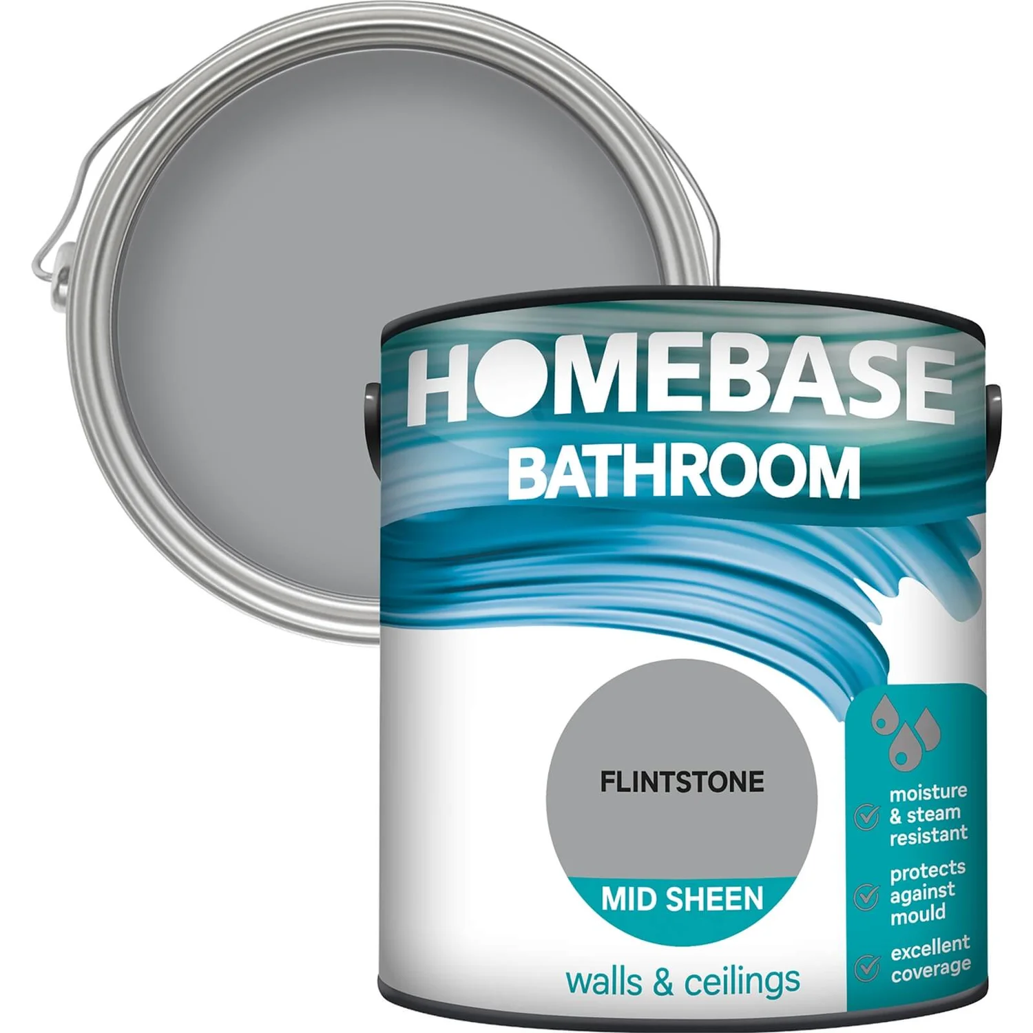 Homebase Bathroom Mid Sheen Paint - Fintstone 2.5L 3 Homebase Bathroom Mid Sheen Paint - Fintstone 2.5L