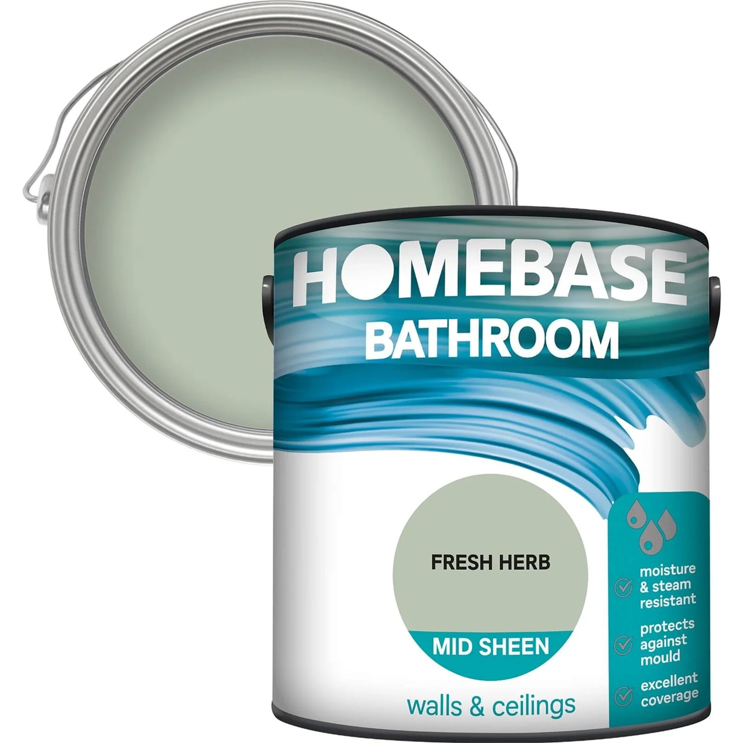 Homebase Bathroom Mid Sheen Paint - Fresh Herb 2.5L 3 Homebase Bathroom Mid Sheen Paint - Fresh Herb 2.5L
