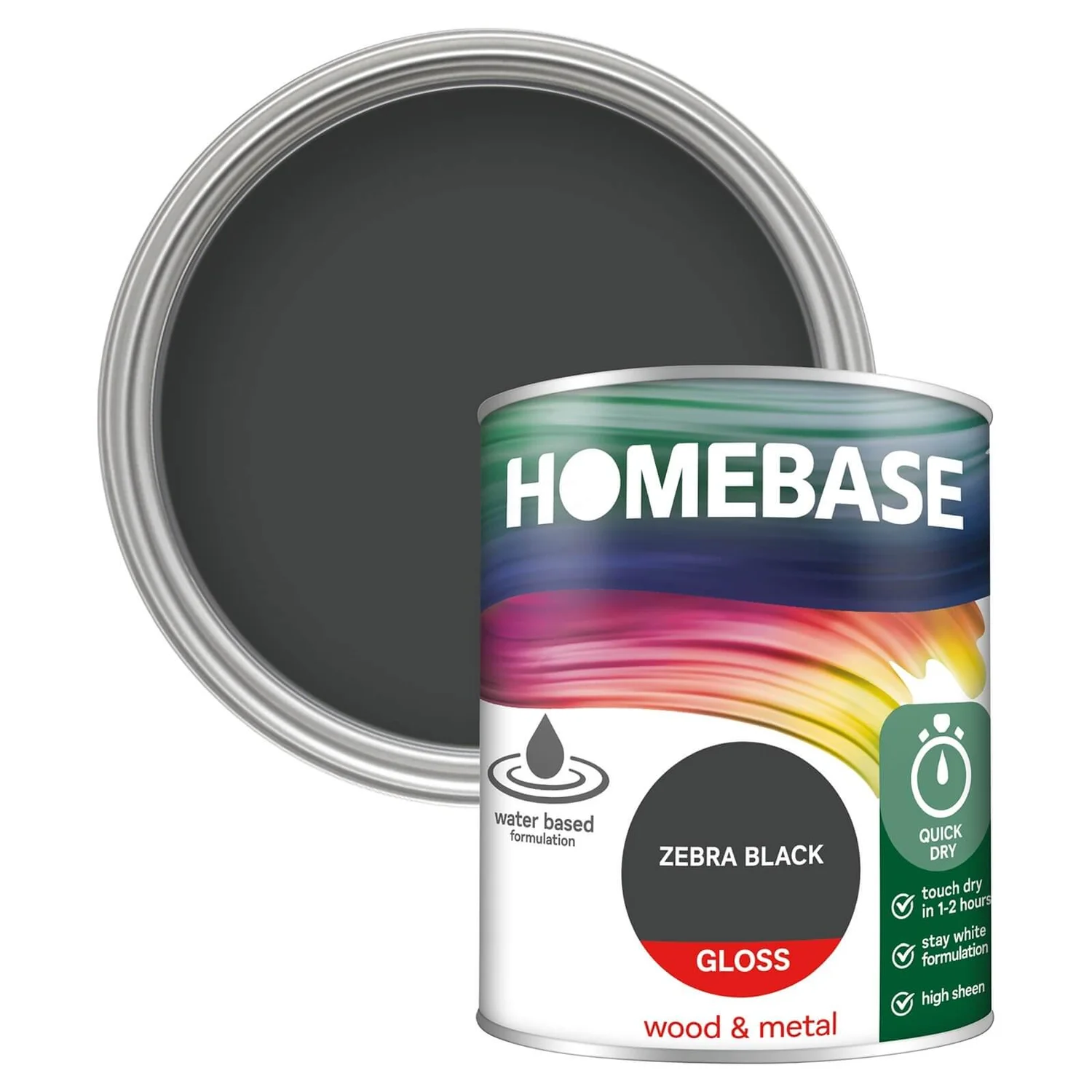 Homebase Interior Quick Dry Gloss Paint Zebra Black - 750ml 3 Homebase Interior Quick Dry Gloss Paint Zebra Black - 750ml