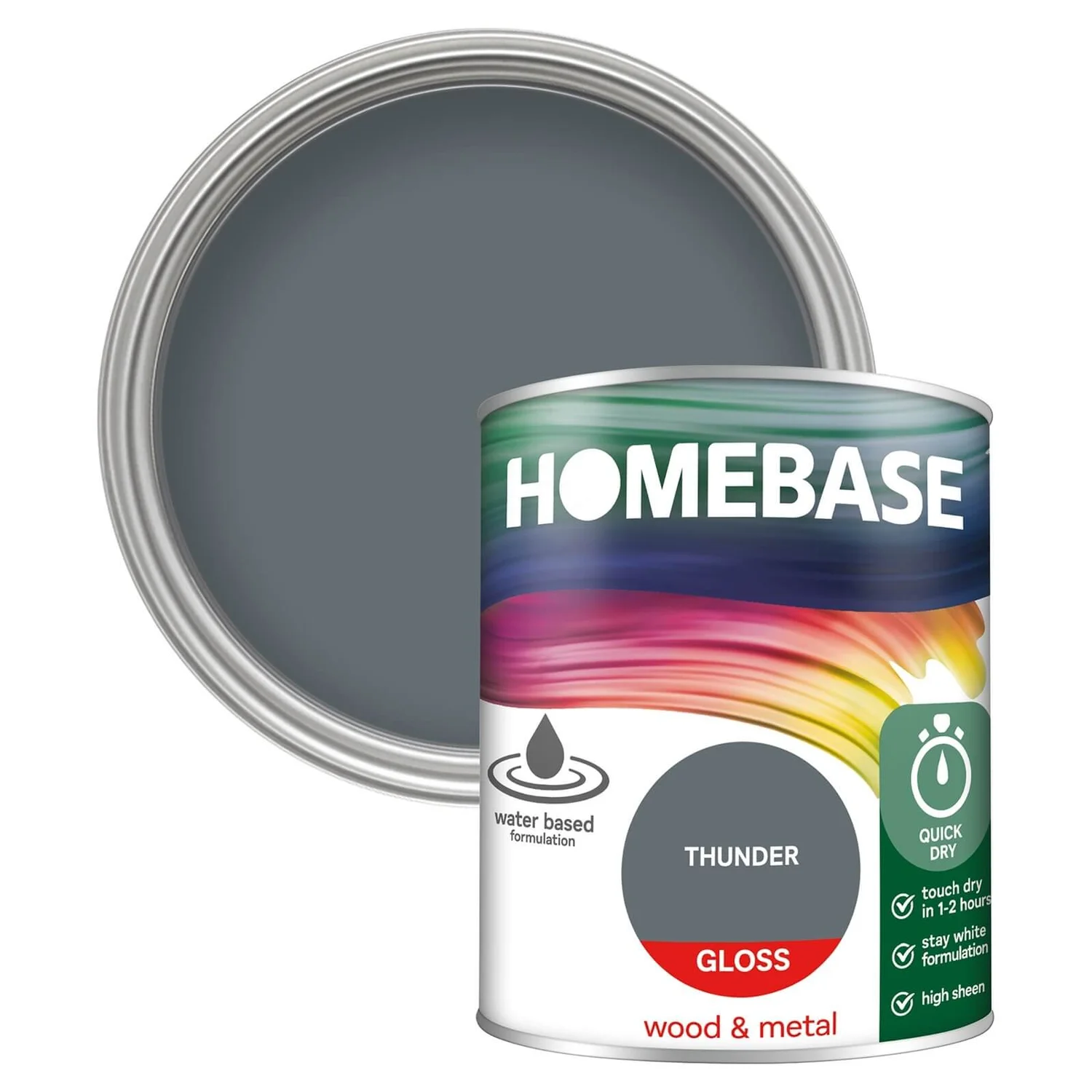 Homebase Interior Quick Dry Gloss Paint Thunder - 750ml 3 Homebase Interior Quick Dry Gloss Paint Thunder - 750ml