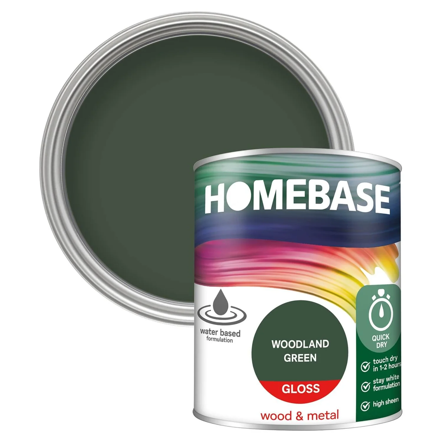 Homebase Interior Quick Dry Gloss Paint Woodland Green - 750ml 3 Homebase Interior Quick Dry Gloss Paint Woodland Green - 750ml