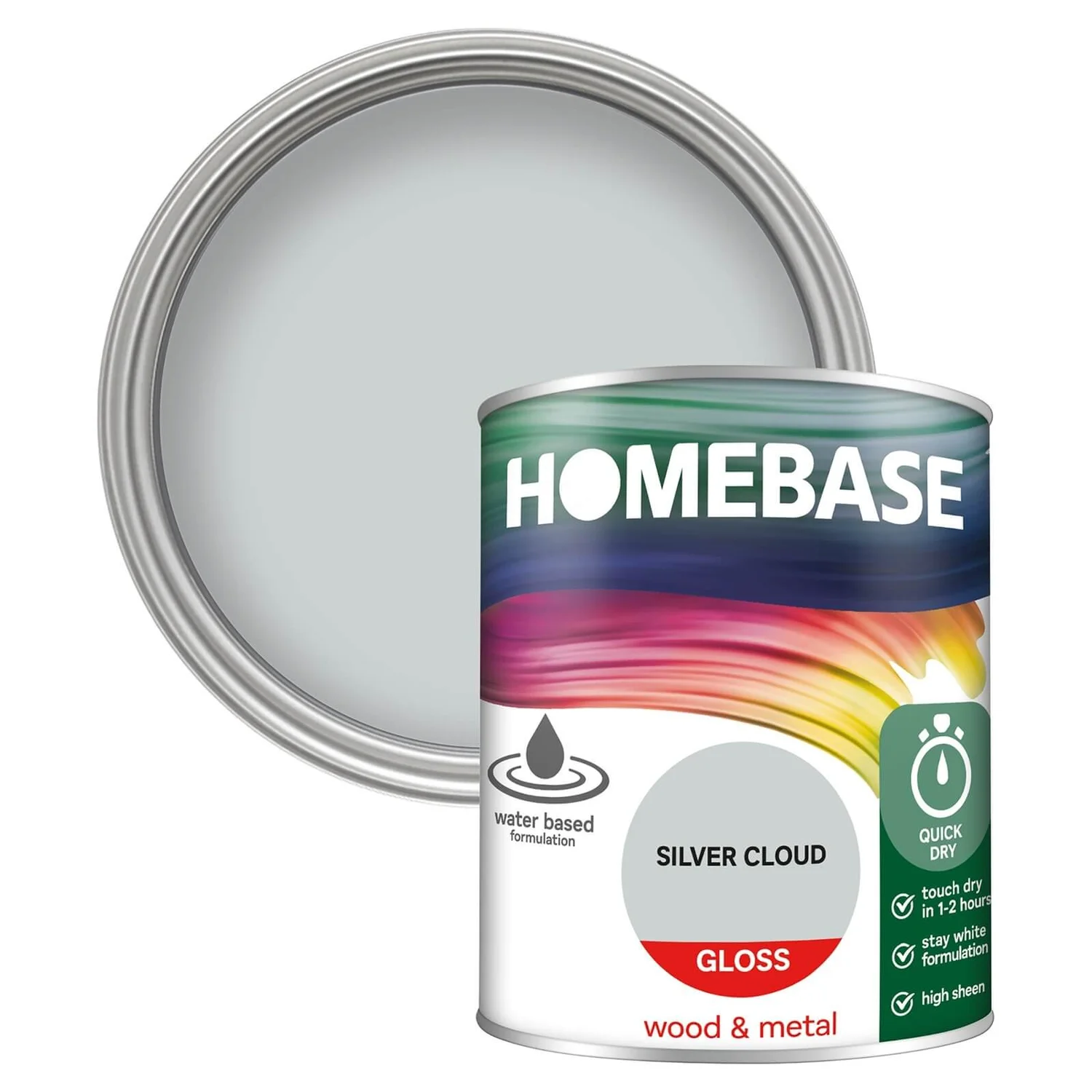 Homebase Interior Quick Dry Gloss Paint Silver Cloud - 750ml 2 Homebase Interior Quick Dry Gloss Paint Silver Cloud - 750ml