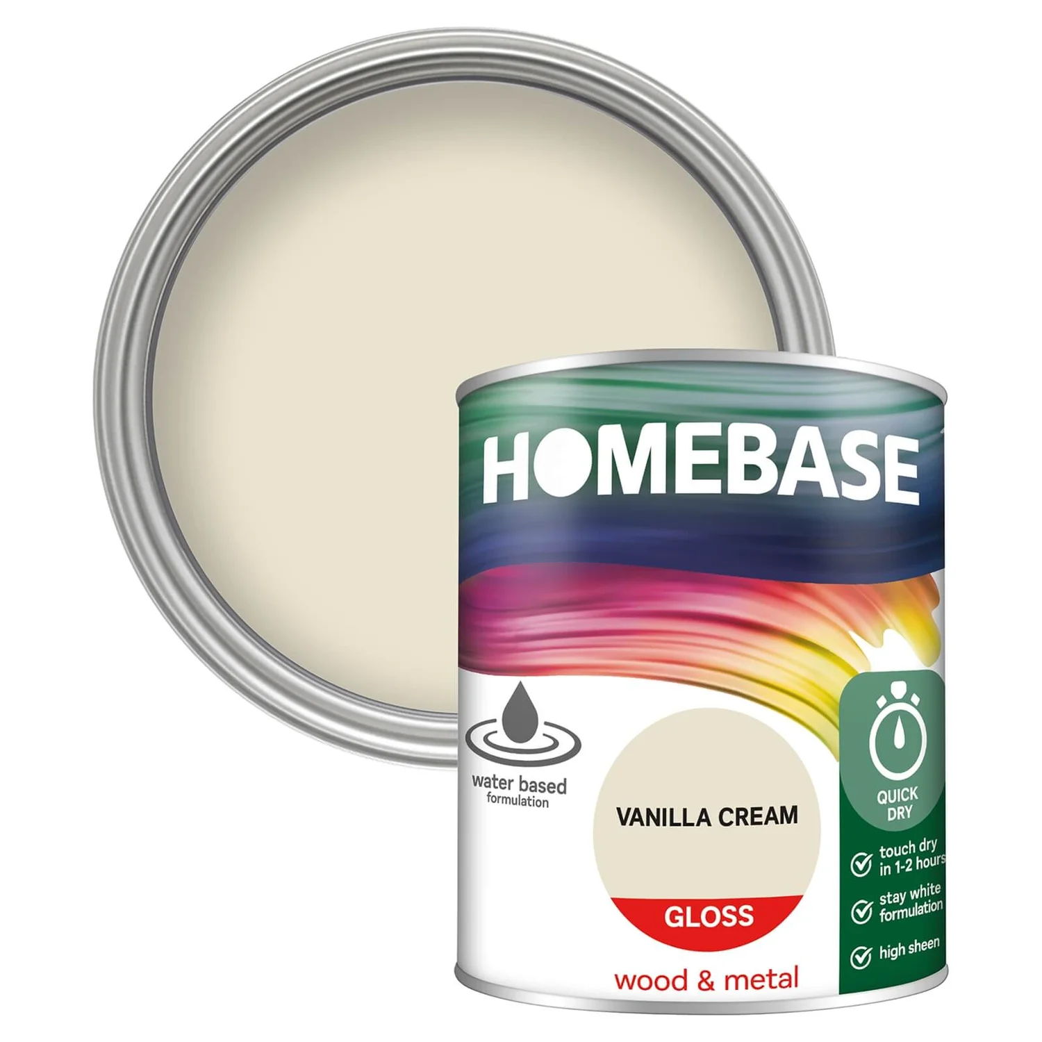 Homebase Interior Quick Dry Gloss Paint Vanilla Cream - 750ml 3 Homebase Interior Quick Dry Gloss Paint Vanilla Cream - 750ml