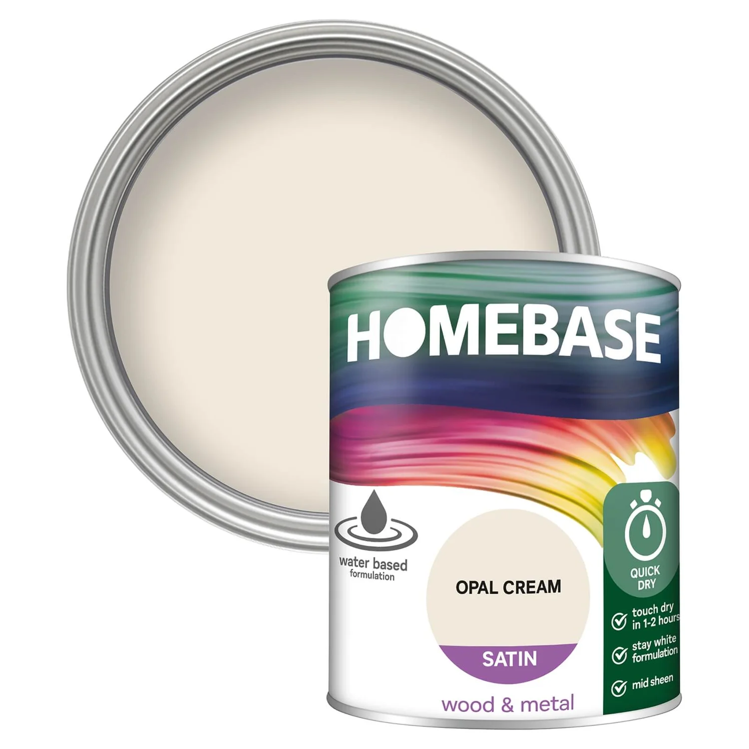 Homebase Interior Quick Dry Satin Paint Opal Cream - 750ml 3 Homebase Interior Quick Dry Satin Paint Opal Cream - 750ml