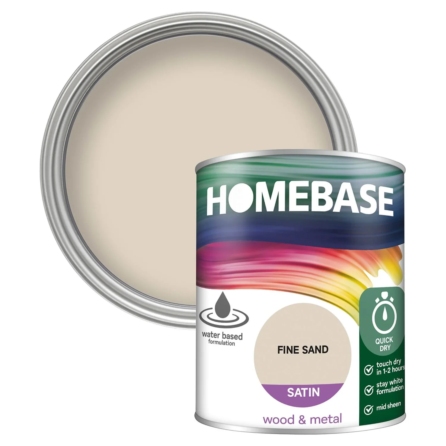 Homebase Interior Quick Dry Satin Paint Fine Sand - 750ml 3 Homebase Interior Quick Dry Satin Paint Fine Sand - 750ml