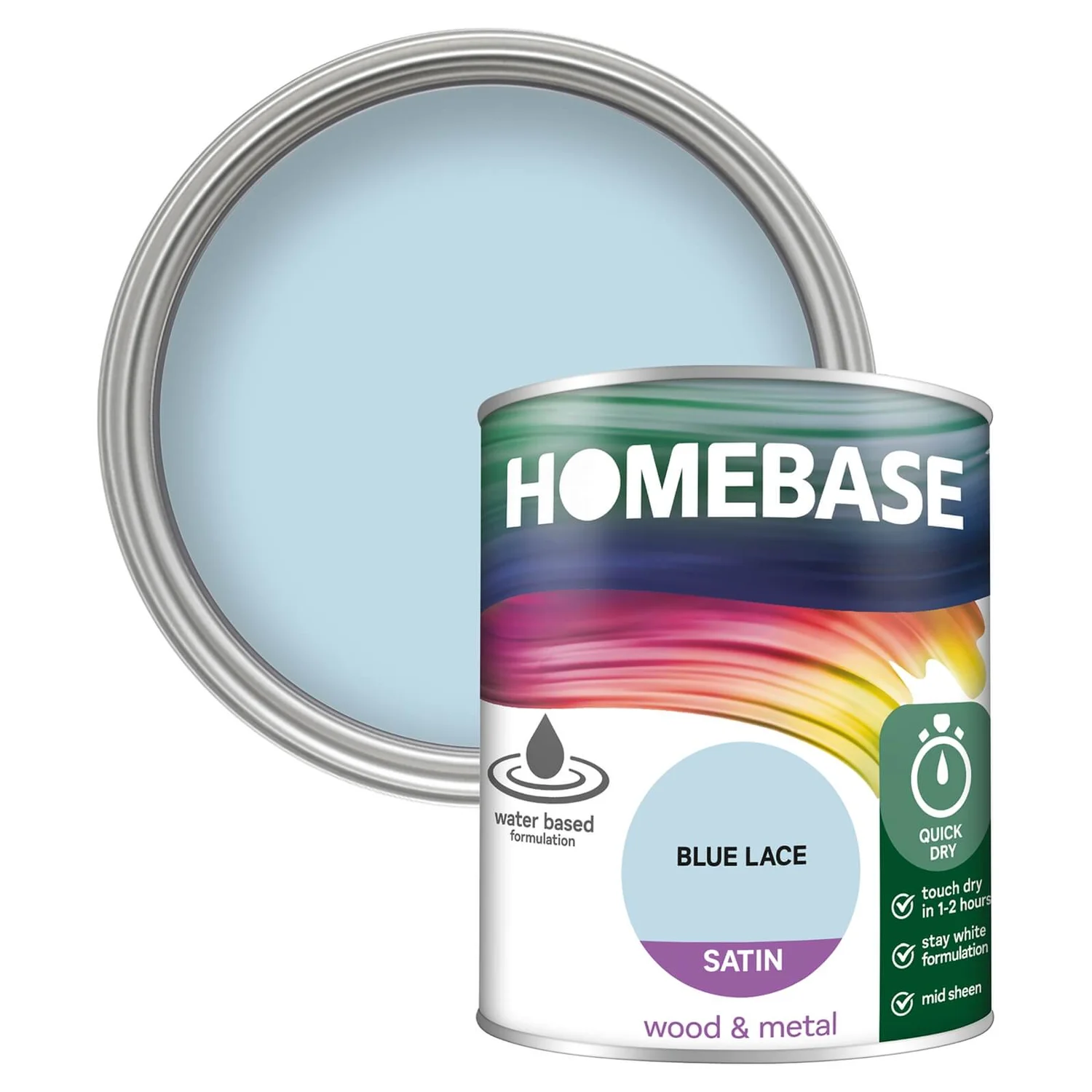 Homebase Interior Quick Dry Satin Paint Blue Lace - 750ml 3 Homebase Interior Quick Dry Satin Paint Blue Lace - 750ml