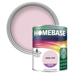 Homebase Interior Quick Dry Satin Paint Angel Pink - 750ml