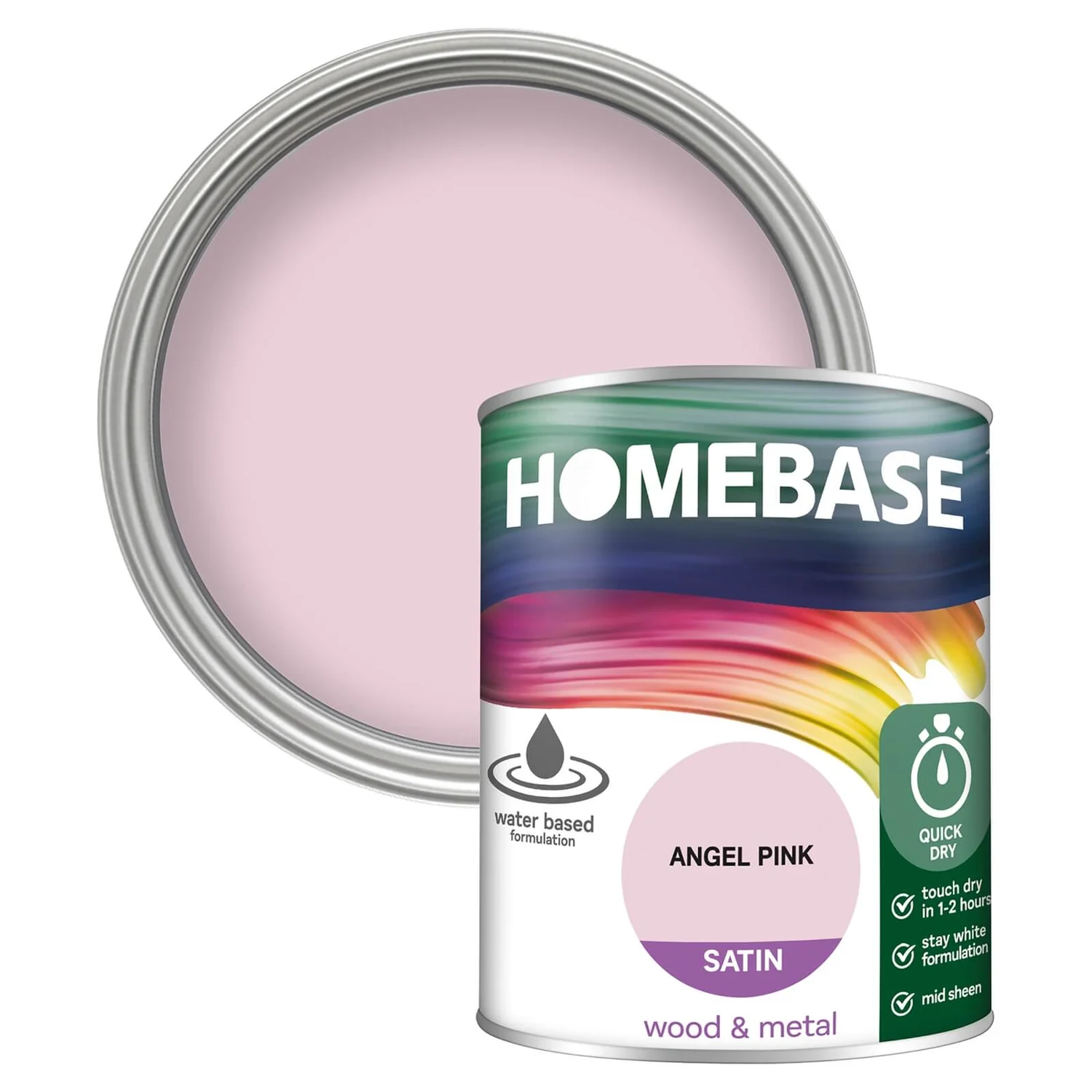 Homebase Interior Quick Dry Satin Paint Angel Pink - 750ml 3 Homebase Interior Quick Dry Satin Paint Angel Pink - 750ml