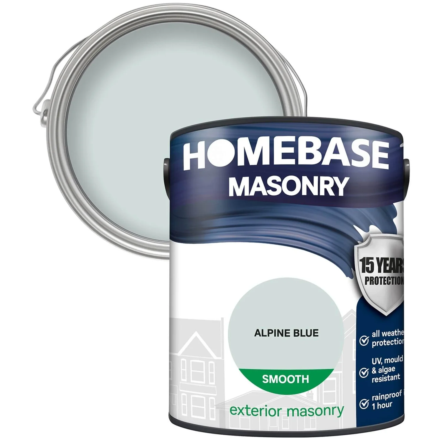 Homebase Smooth Masonry Paint - Alpine Blue 5L 3 Homebase Smooth Masonry Paint - Alpine Blue 5L