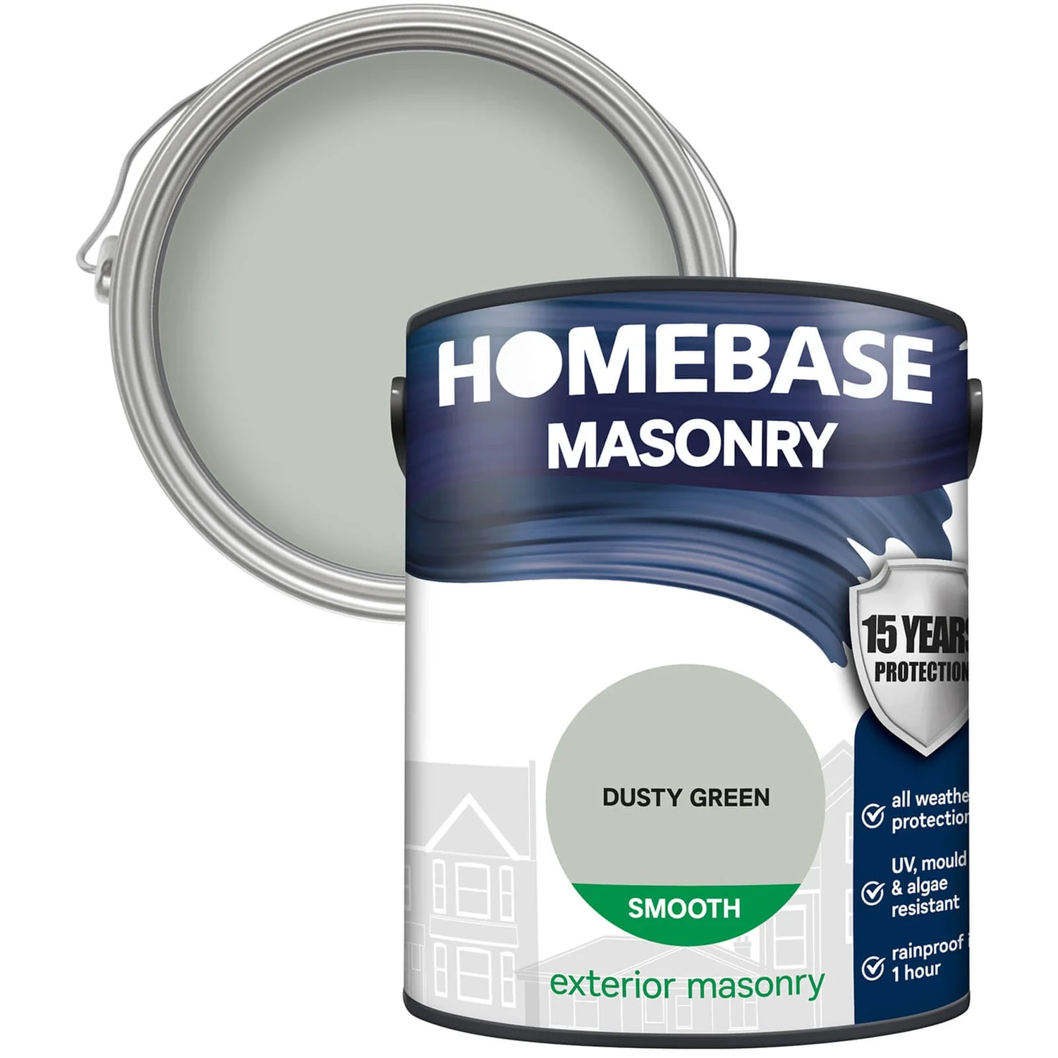 Homebase Smooth Masonry Paint - Dusty Green 5L 3 Homebase Smooth Masonry Paint - Dusty Green 5L