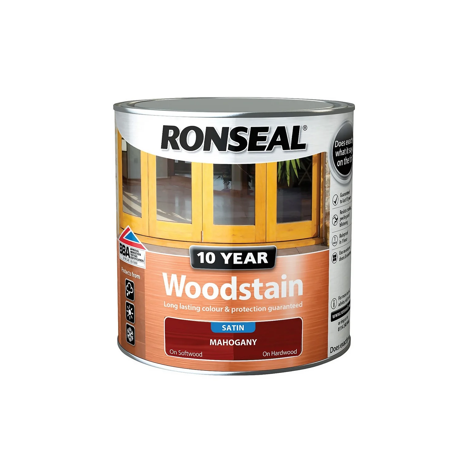Ronseal 10 Year Woodstain Mahogany Satin - 2.5L 7 Ronseal 10 Year Woodstain Mahogany Satin - 2.5L - Image 5