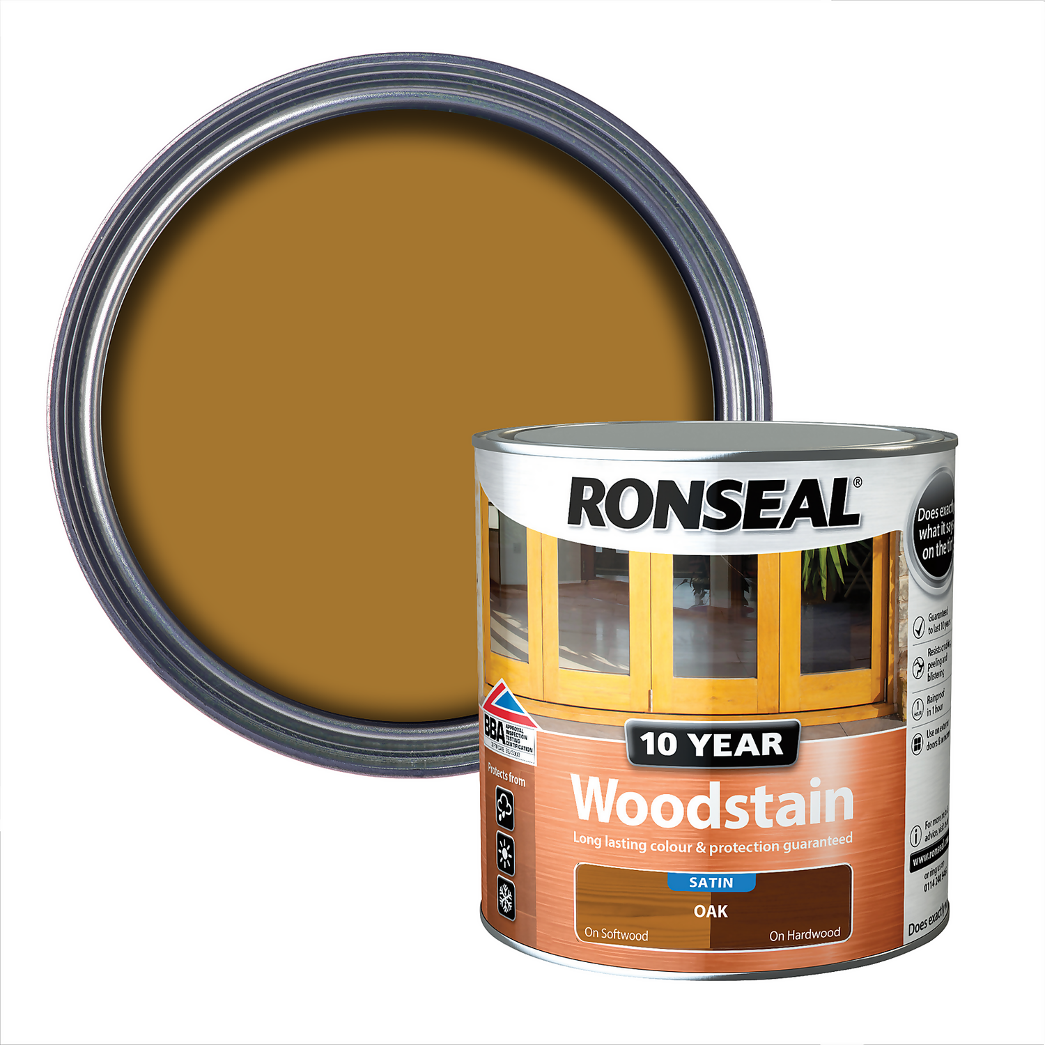 Ronseal 10 Year Woodstain Oak Satin - 2.5L 3 Ronseal 10 Year Woodstain Oak Satin - 2.5L