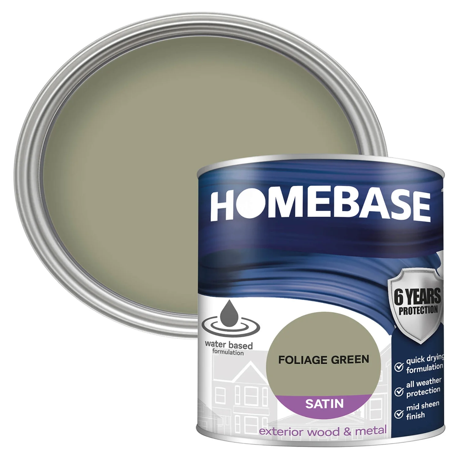Homebase Exterior Satin Paint - Foliage Green 750ml 3 Homebase Exterior Satin Paint - Foliage Green 750ml