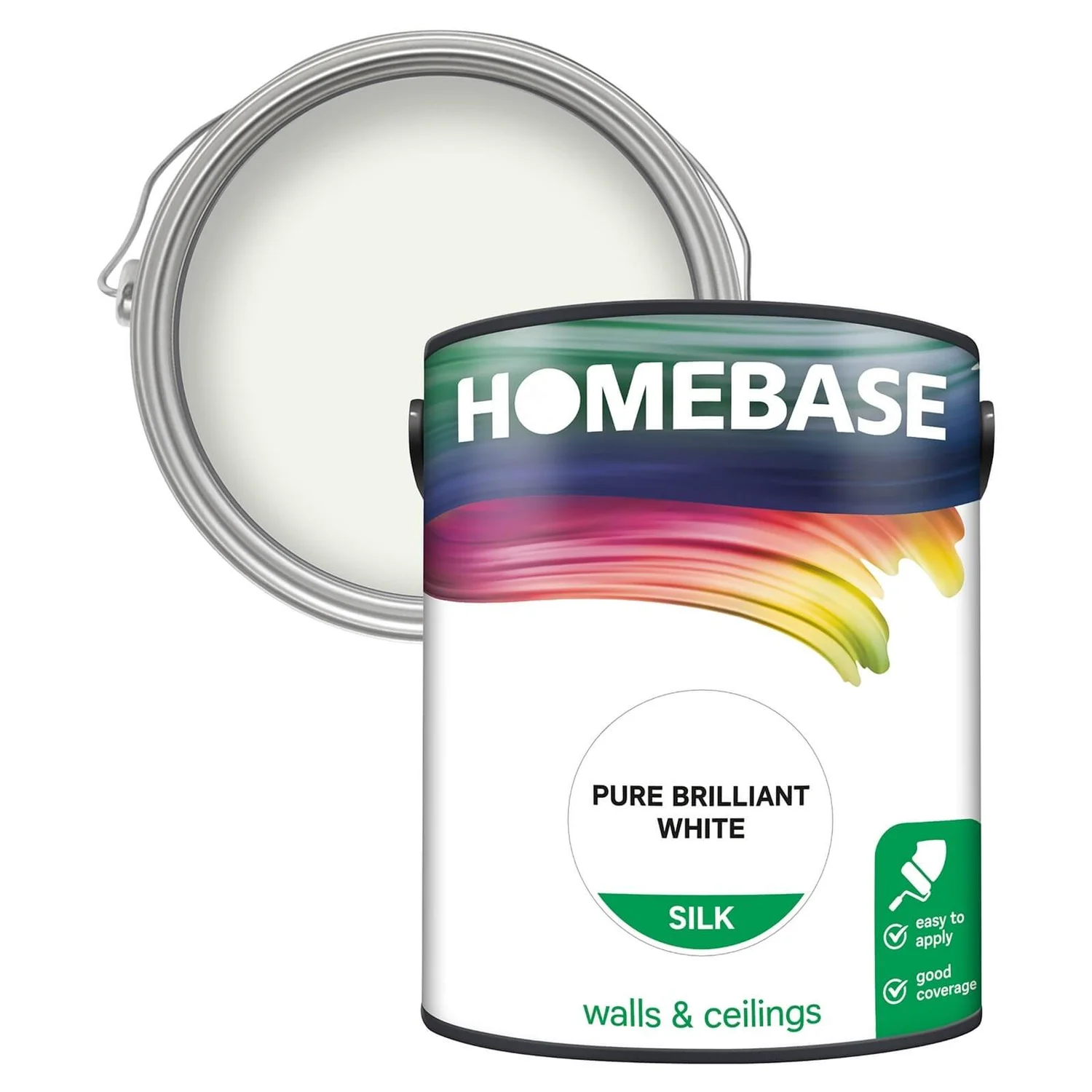 Homebase Silk Emulsion Paint Pure Brilliant White - 5L 3 Homebase Silk Emulsion Paint Pure Brilliant White - 5L