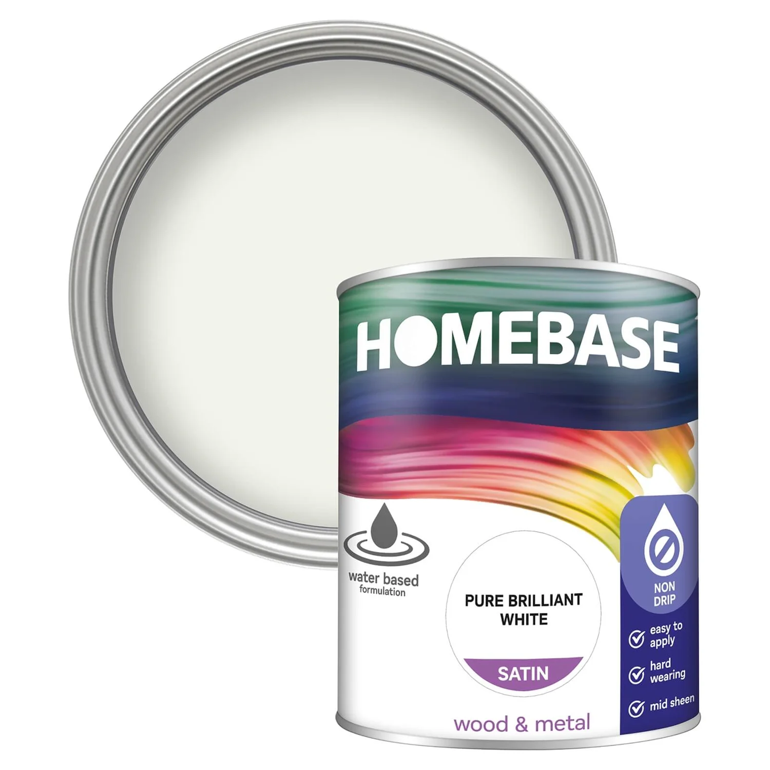 Homebase Interior Non Drip Satin Paint Brilliant White - 750ml 3 Homebase Interior Non Drip Satin Paint Brilliant White - 750ml