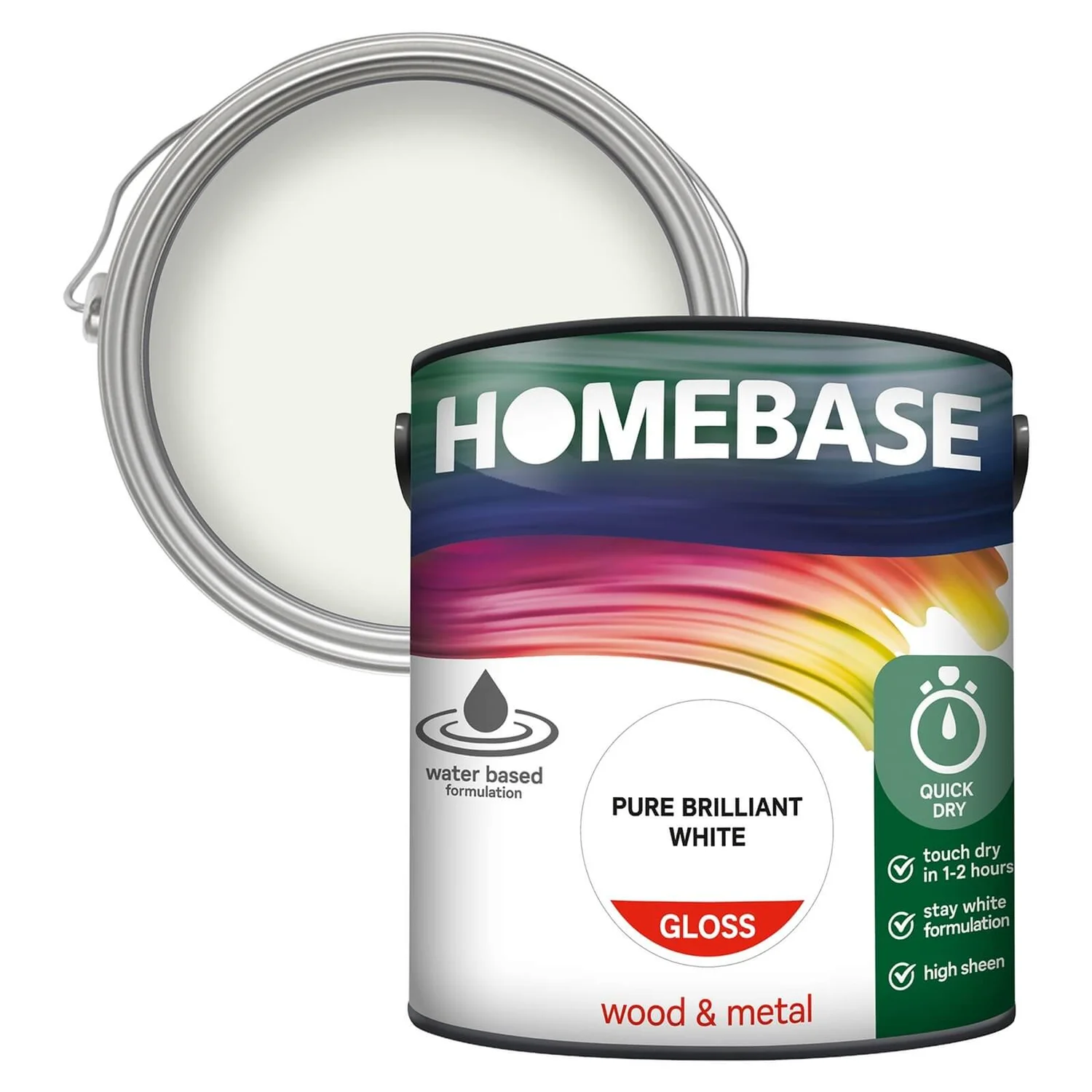 Homebase Interior Quick Dry Gloss Paint Brilliant White - 2.5L 3 Homebase Interior Quick Dry Gloss Paint Brilliant White - 2.5L