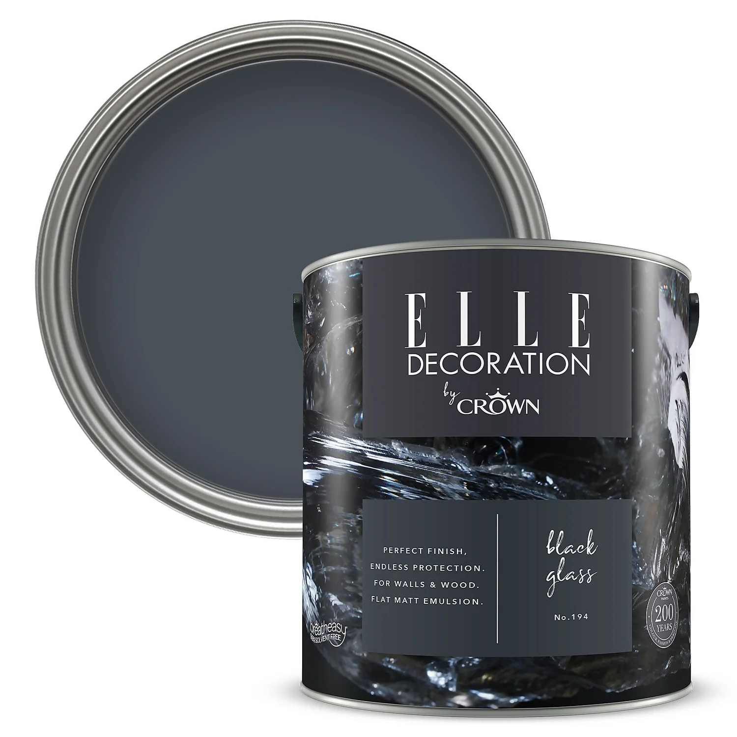ELLE Decoration By Crown Flat Matt Paint Black Glass - 2.5L 3 ELLE Decoration By Crown Flat Matt Paint Black Glass - 2.5L