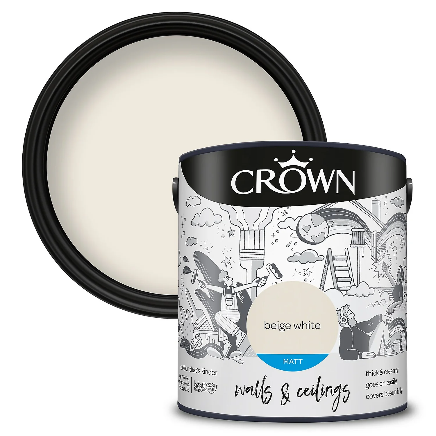 Crown Walls & Ceilings Matt Emulsion Paint Beige White - 2.5L 3 Crown Walls & Ceilings Matt Emulsion Paint Beige White - 2.5L