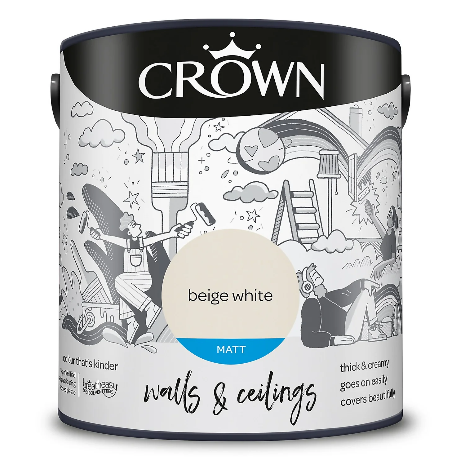 Crown Walls & Ceilings Matt Emulsion Paint Beige White - 2.5L 11 Crown Walls & Ceilings Matt Emulsion Paint Beige White - 2.5L - Image 9