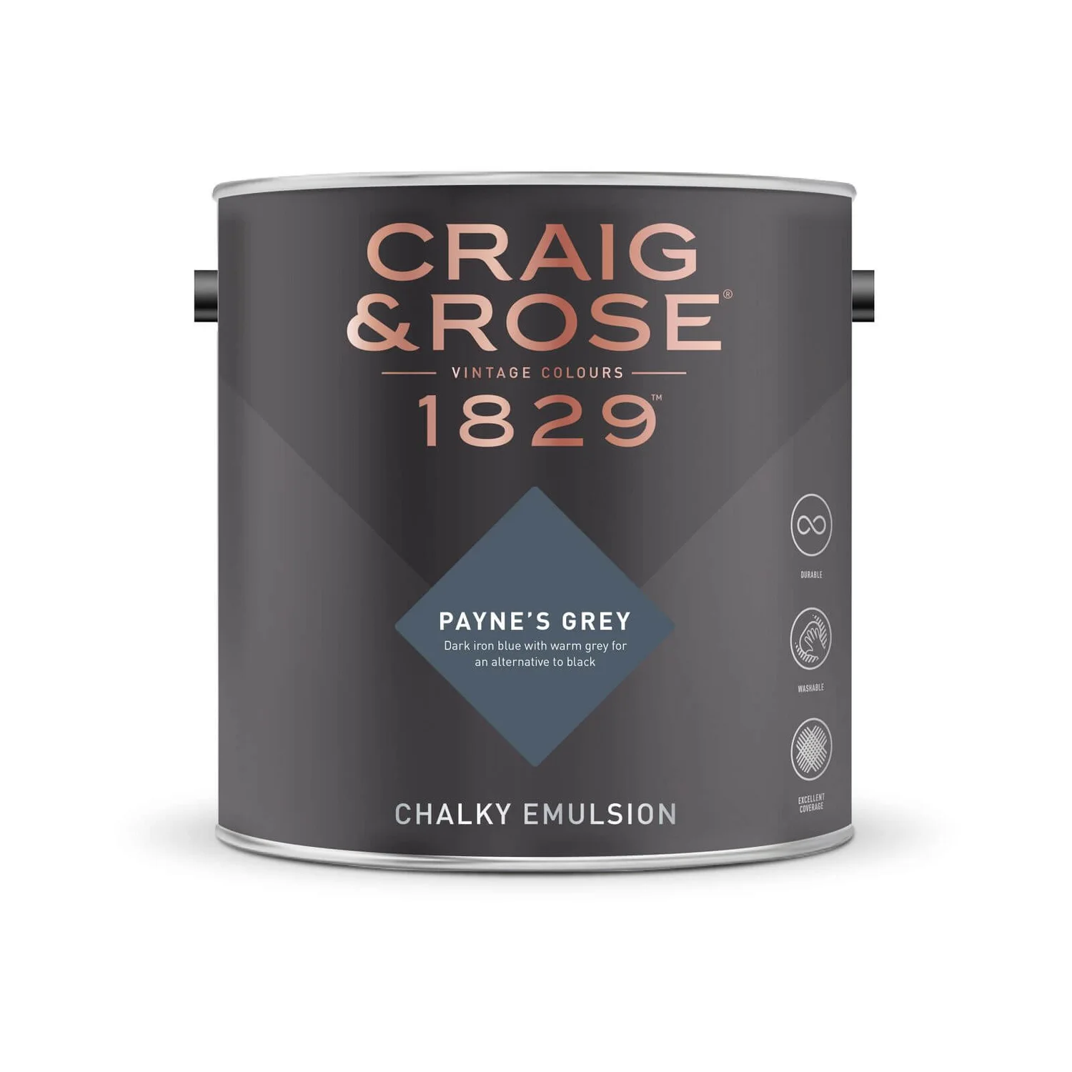 Craig & Rose 1829 Chalky Matt Emulsion Paint Paynes Grey - 5L 4 Craig & Rose 1829 Chalky Matt Emulsion Paint Paynes Grey - 5L - Image 2
