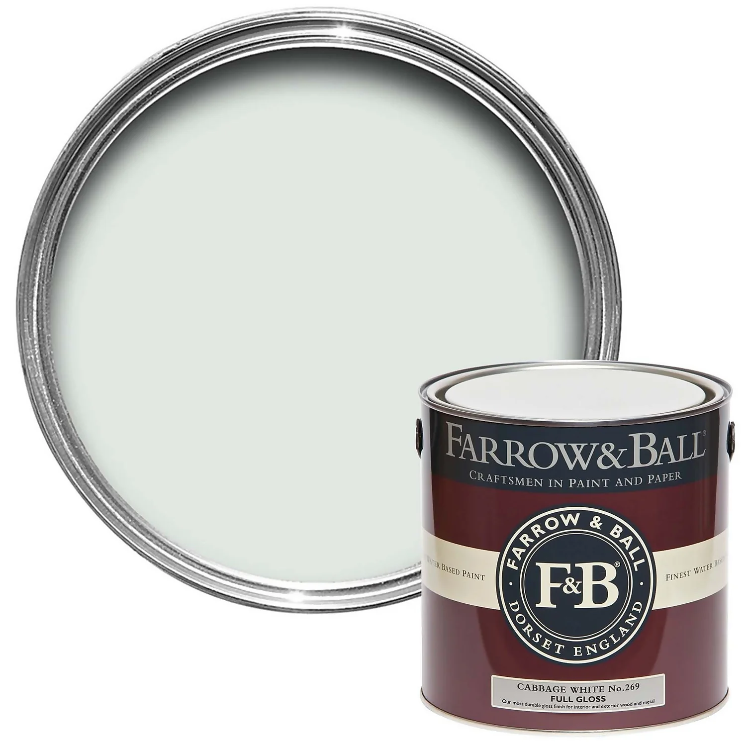 Farrow & Ball Full Gloss Paint Cabbage White - 2.5L 3 Farrow & Ball Full Gloss Paint Cabbage White - 2.5L
