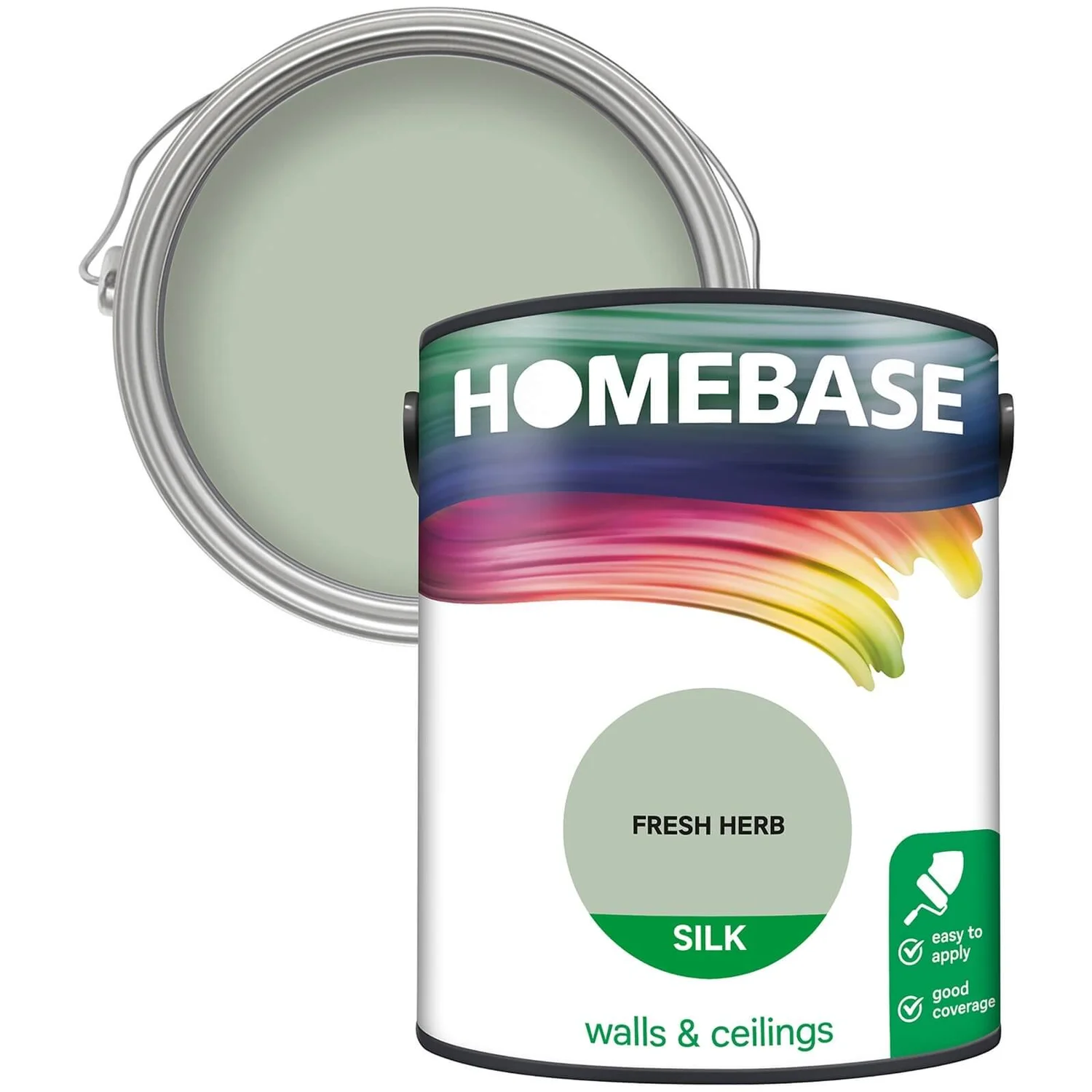 Homebase Silk Emulsion Paint Fresh Herb - 5L 3 Homebase Silk Emulsion Paint Fresh Herb - 5L