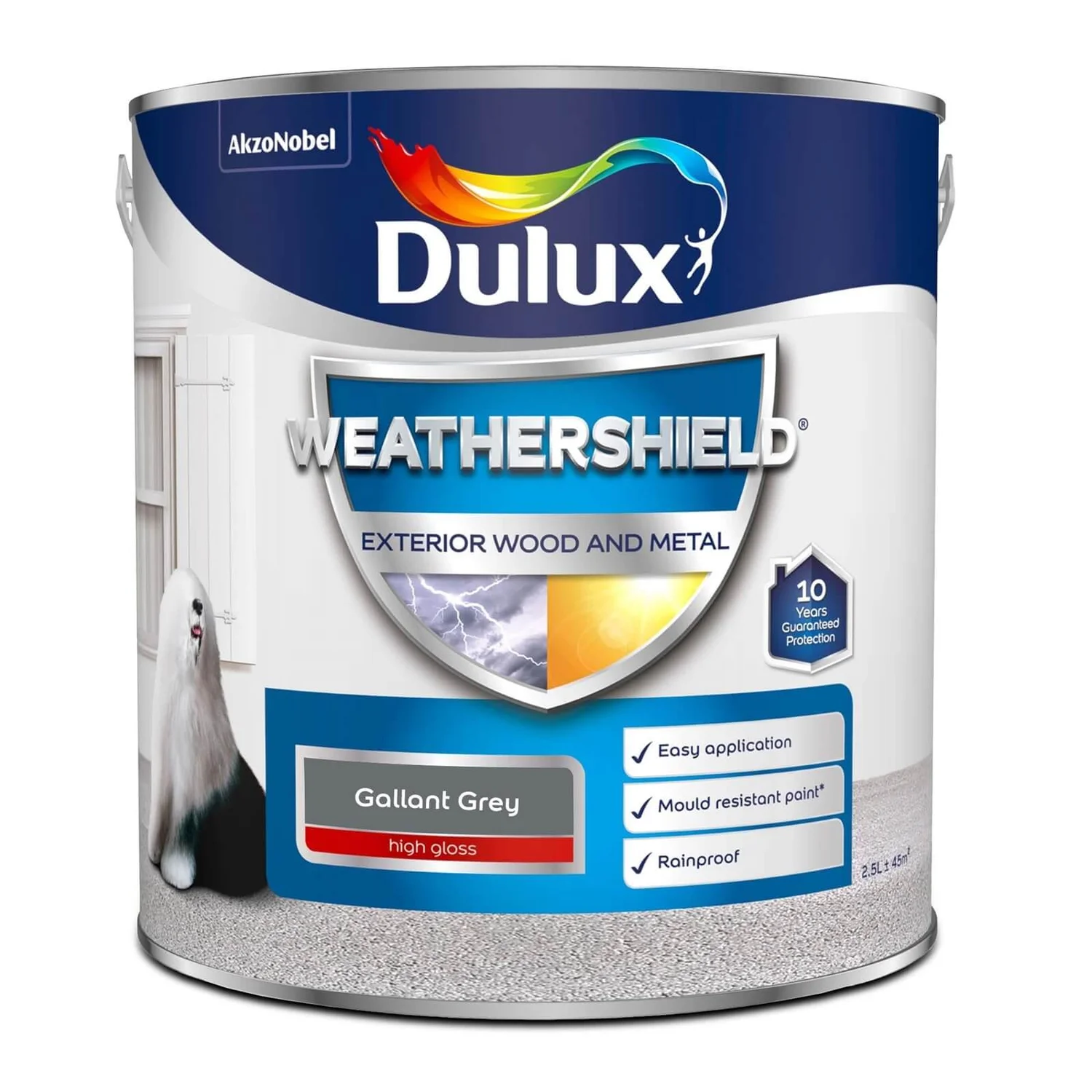 Dulux Weathershield Gloss Paint Gallant Grey - 2.5L 6 Dulux Weathershield Gloss Paint Gallant Grey - 2.5L - Image 4