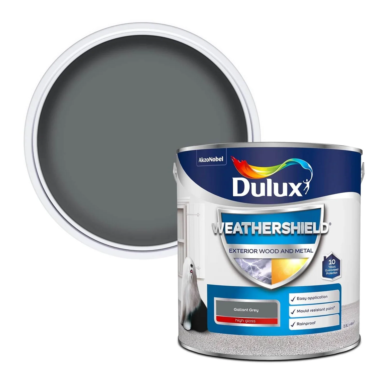 Dulux Weathershield Gloss Paint Gallant Grey - 2.5L 3 Dulux Weathershield Gloss Paint Gallant Grey - 2.5L