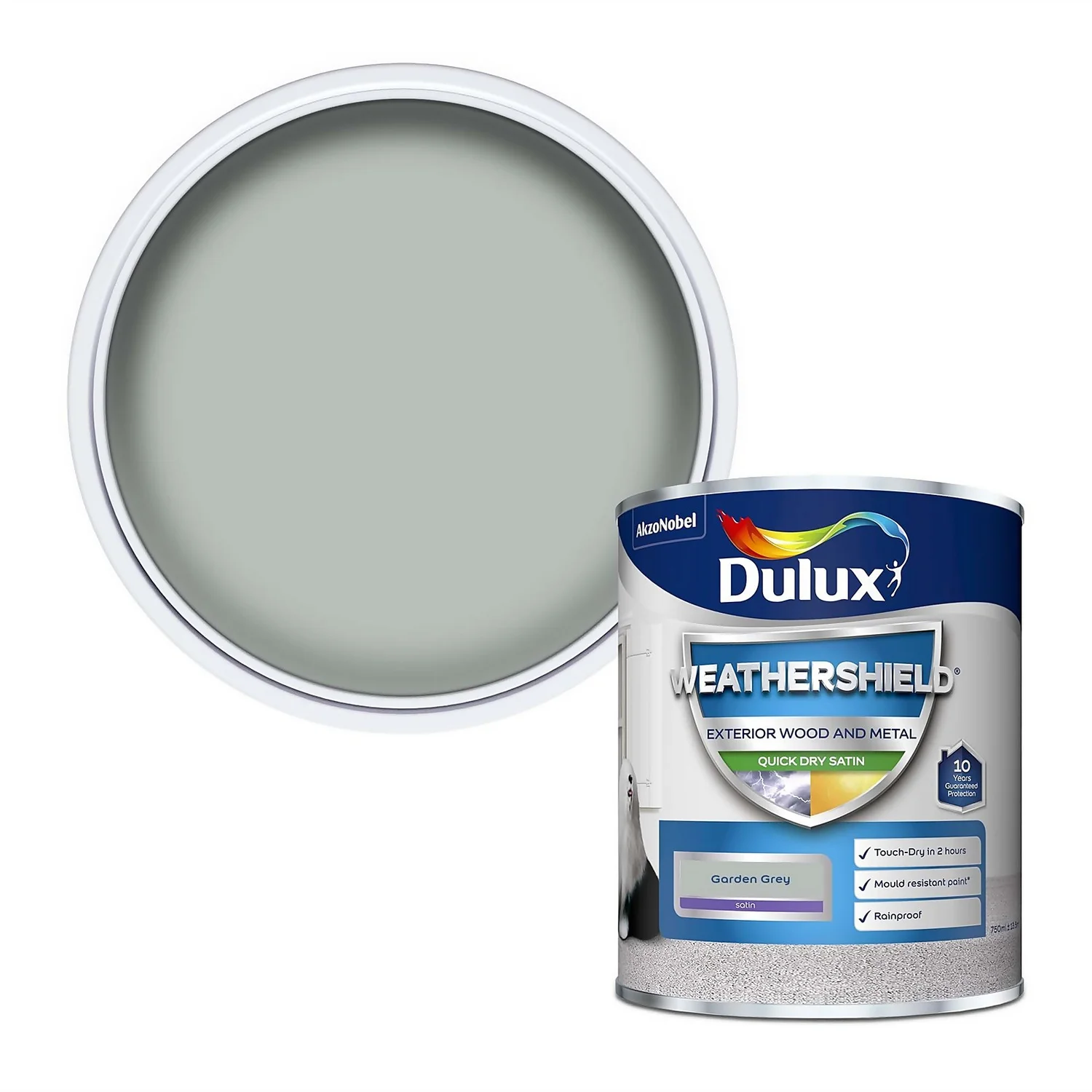 Dulux Weathershield Quick Dry Satin Paint Garden Grey - 750ml 3 Dulux Weathershield Quick Dry Satin Paint Garden Grey - 750ml