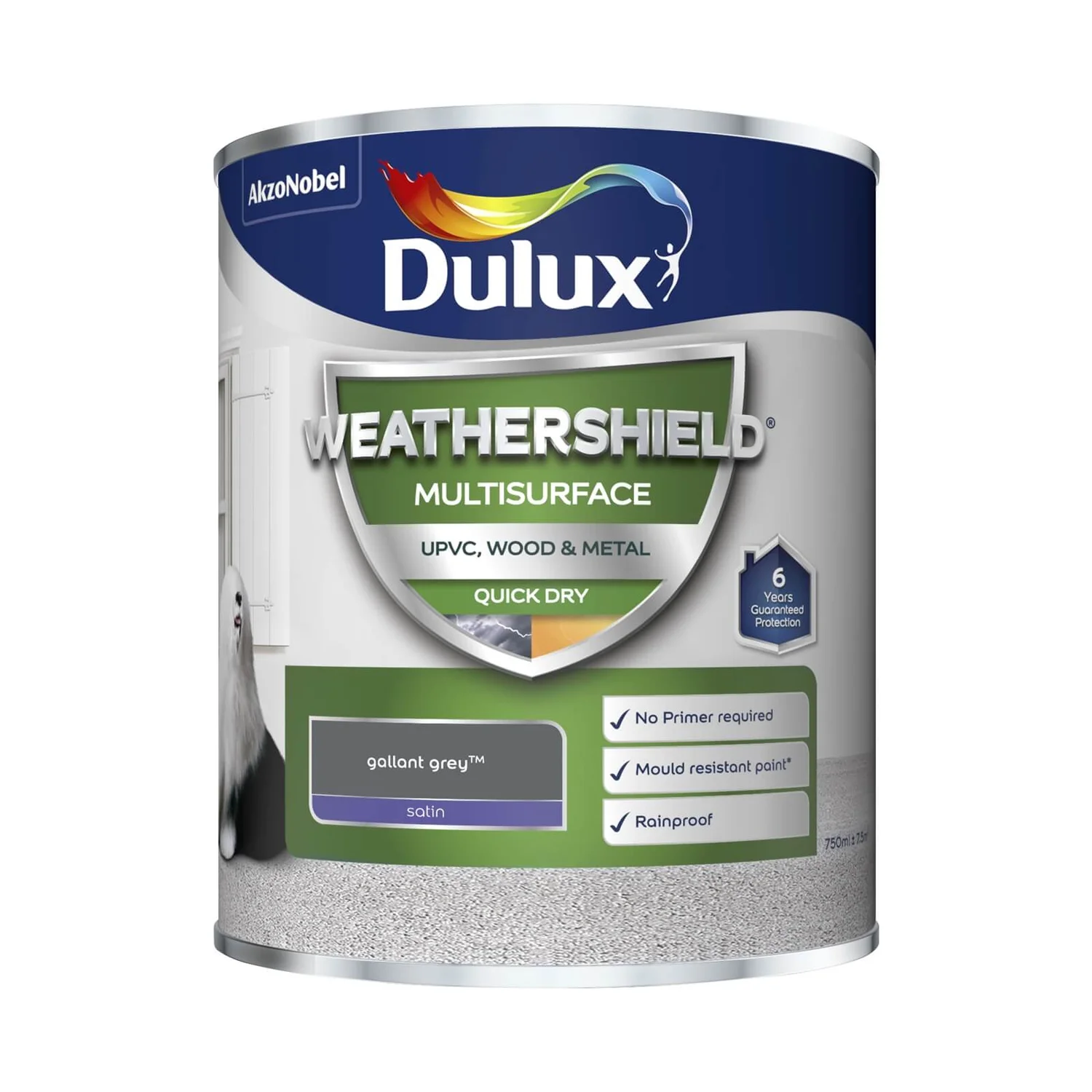 Dulux Weathershield Multi Surface Paint Gallant Grey - 750ml 4 Dulux Weathershield Multi Surface Paint Gallant Grey - 750ml - Image 2