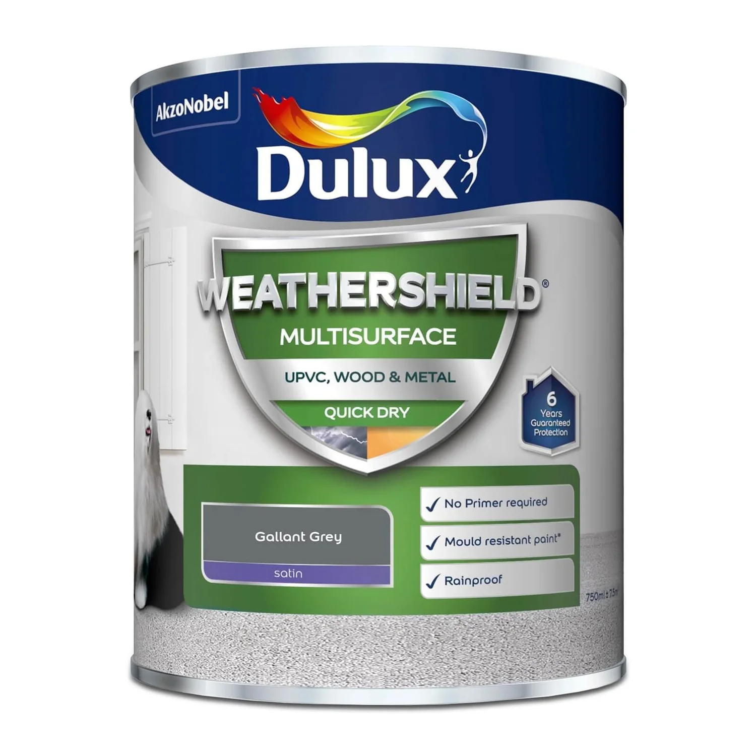 Dulux Weathershield Multi Surface Paint Gallant Grey - 750ml 6 Dulux Weathershield Multi Surface Paint Gallant Grey - 750ml - Image 4