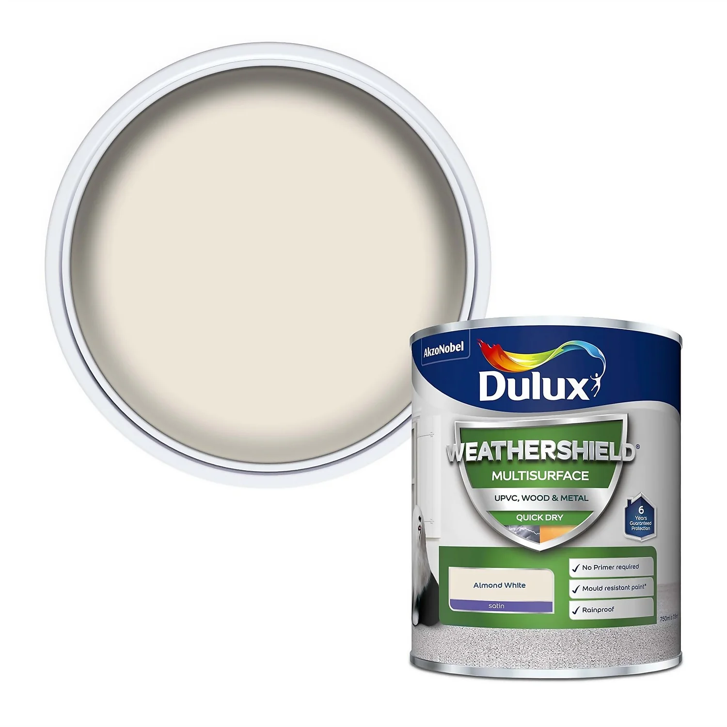 Dulux Weathershield Multi Surface Paint Almond White - 750ml 3 Dulux Weathershield Multi Surface Paint Almond White - 750ml