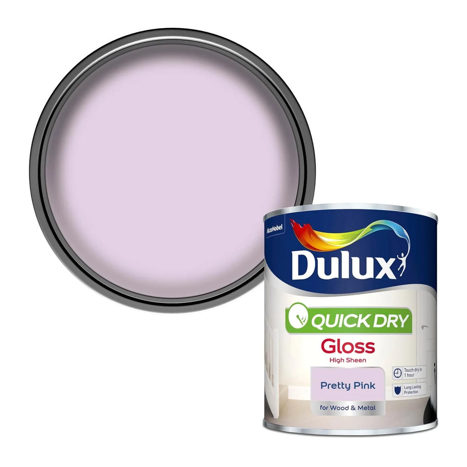 Dulux Quick Dry Gloss Paint Pretty Pink - 750ml 3 Dulux Quick Dry Gloss Paint Pretty Pink - 750ml