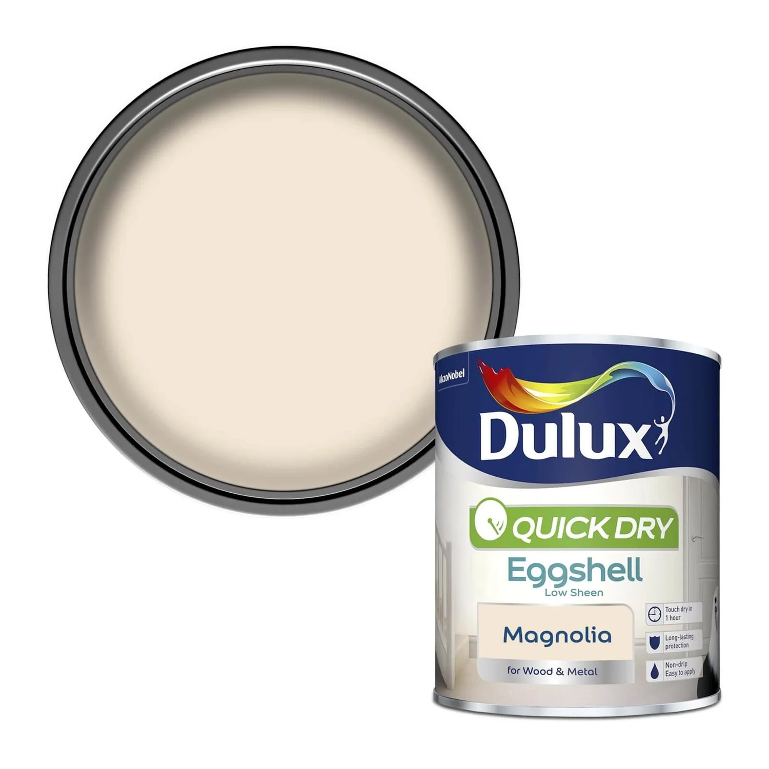 Dulux Quick Dry Eggshell Paint Magnolia - 750ml 3 Dulux Quick Dry Eggshell Paint Magnolia - 750ml