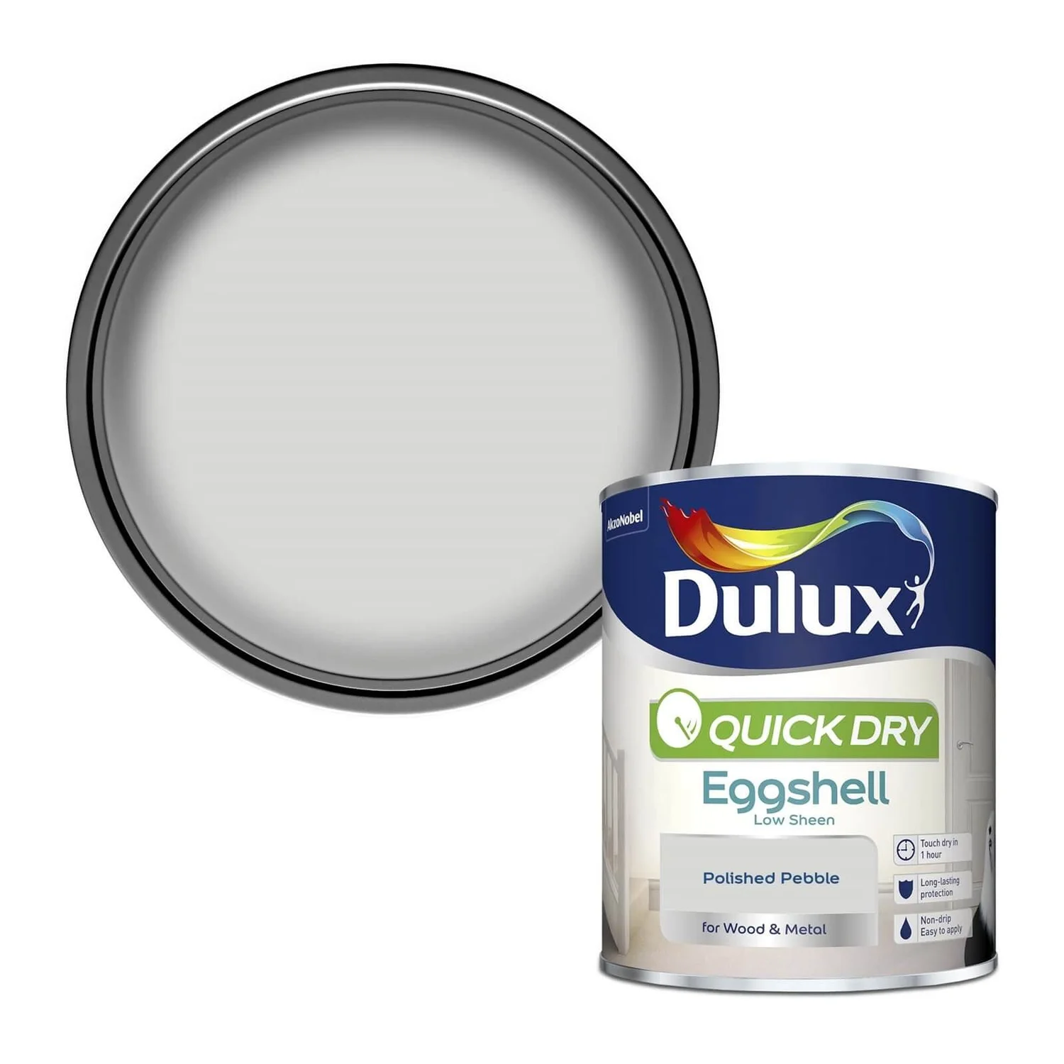 Dulux Quick Dry Eggshell Paint Polished Pebble - 750ml 3 Dulux Quick Dry Eggshell Paint Polished Pebble - 750ml