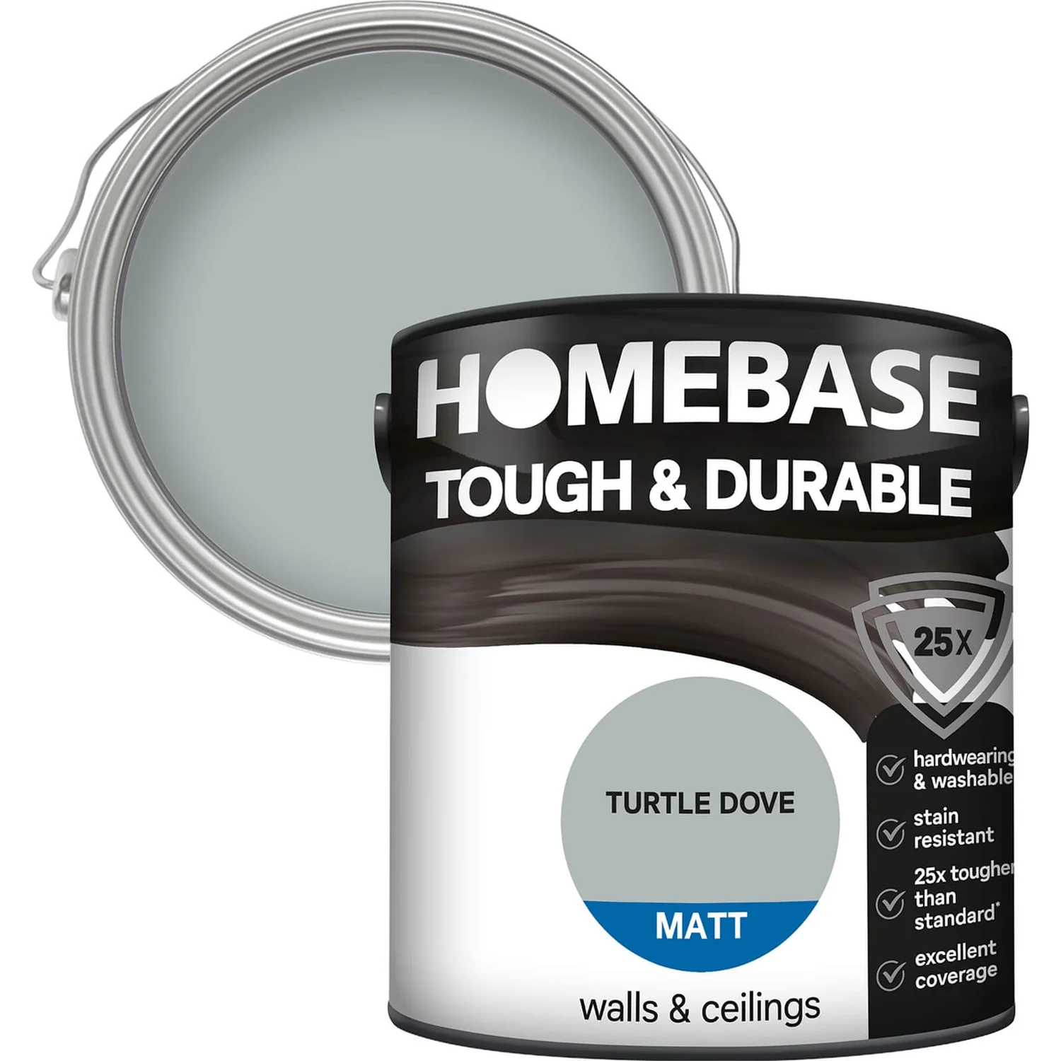 Homebase Tough & Durable Matt Paint Turtle Dove - 2.5L 3 Homebase Tough & Durable Matt Paint Turtle Dove - 2.5L