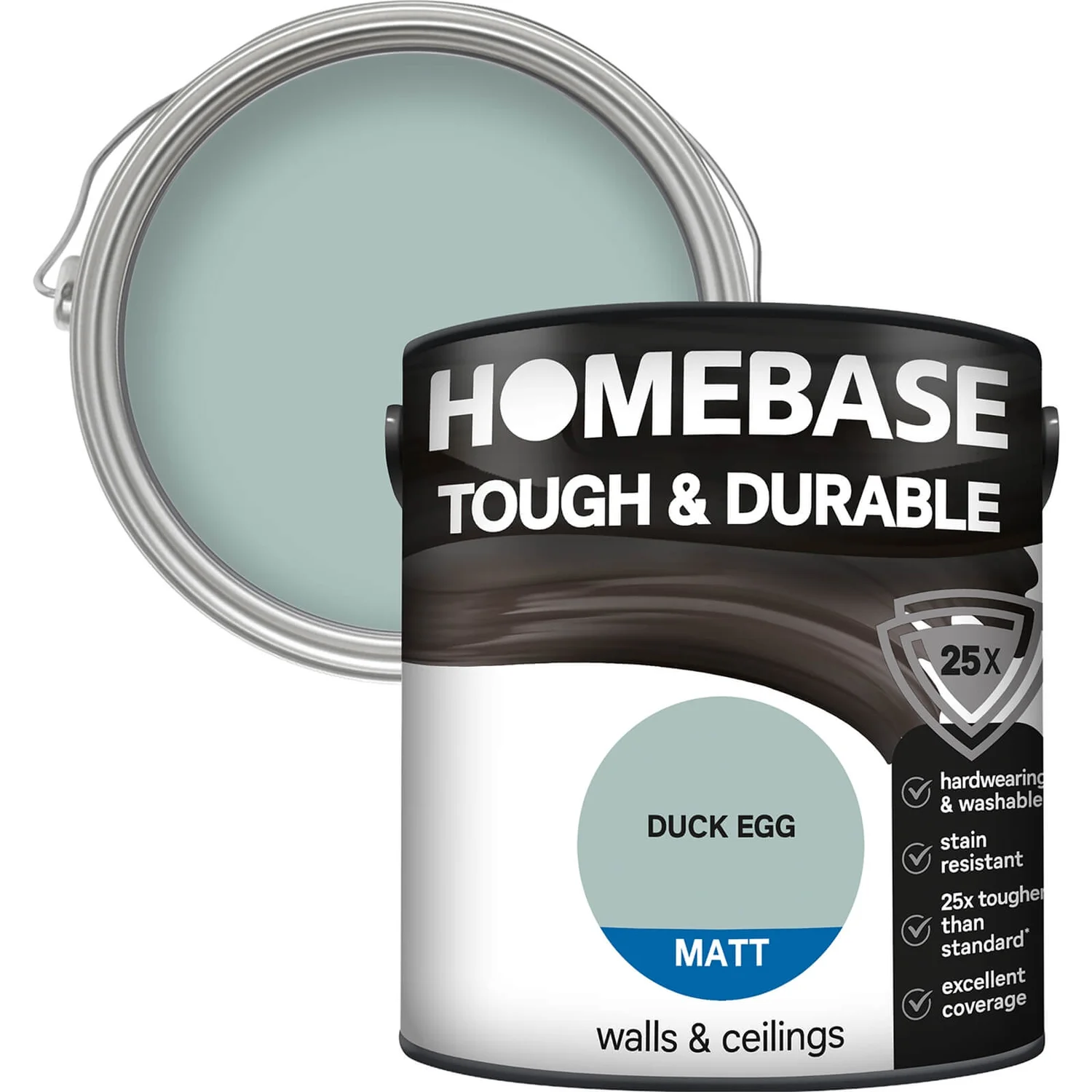 Homebase Tough & Durable Matt Paint Duck Egg - 2.5L 3 Homebase Tough & Durable Matt Paint Duck Egg - 2.5L