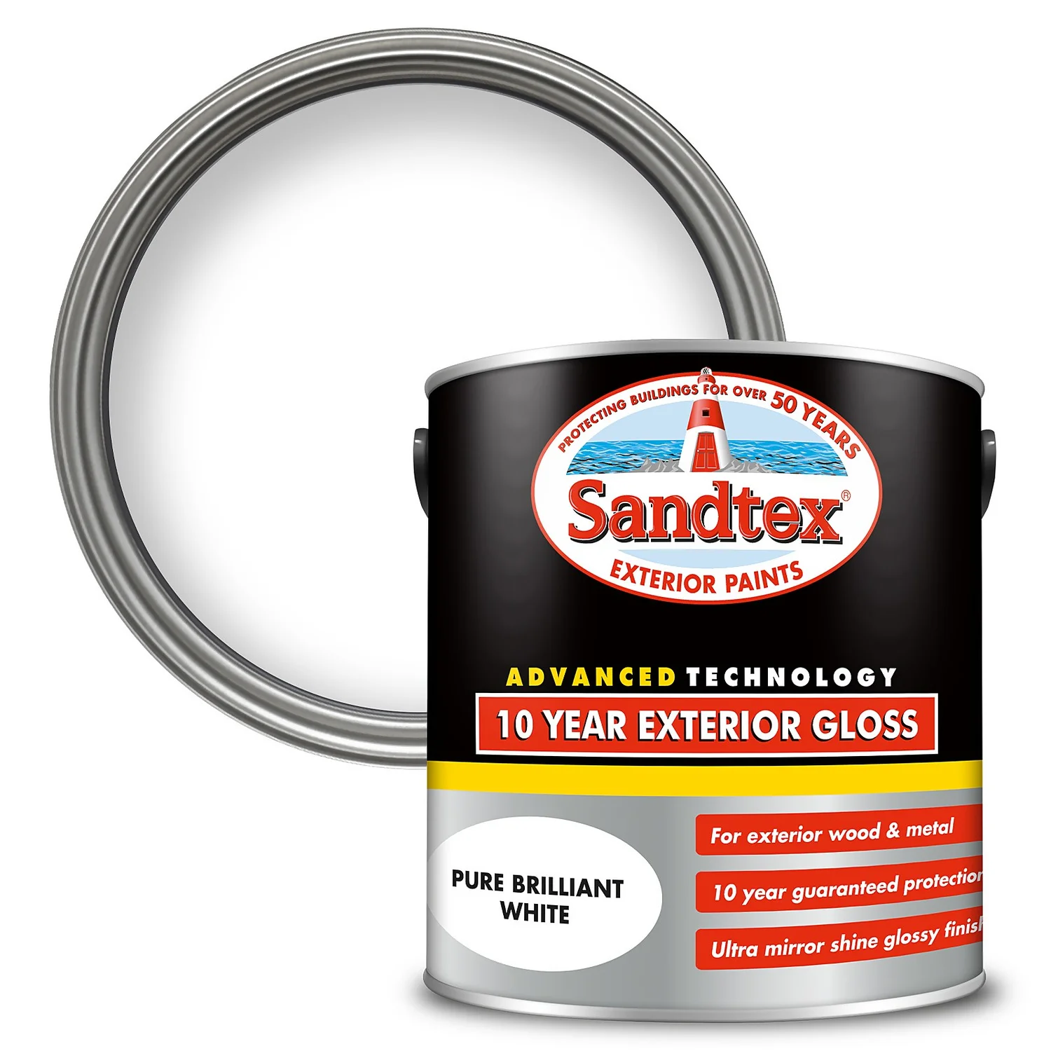 Sandtex® Exterior 10 Year Gloss Paint Pure Brilliant White - 2.5L 3 Sandtex® Exterior 10 Year Gloss Paint Pure Brilliant White - 2.5L