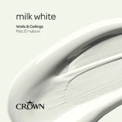 Crown Walls & Ceilings Matt Emulsion Paint Milk White - 2.5L -Laura Paint Shop 12837627 2574969531721403