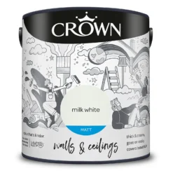 Crown Walls & Ceilings Matt Emulsion Paint Milk White - 2.5L -Laura Paint Shop 12837627 4764969531842837