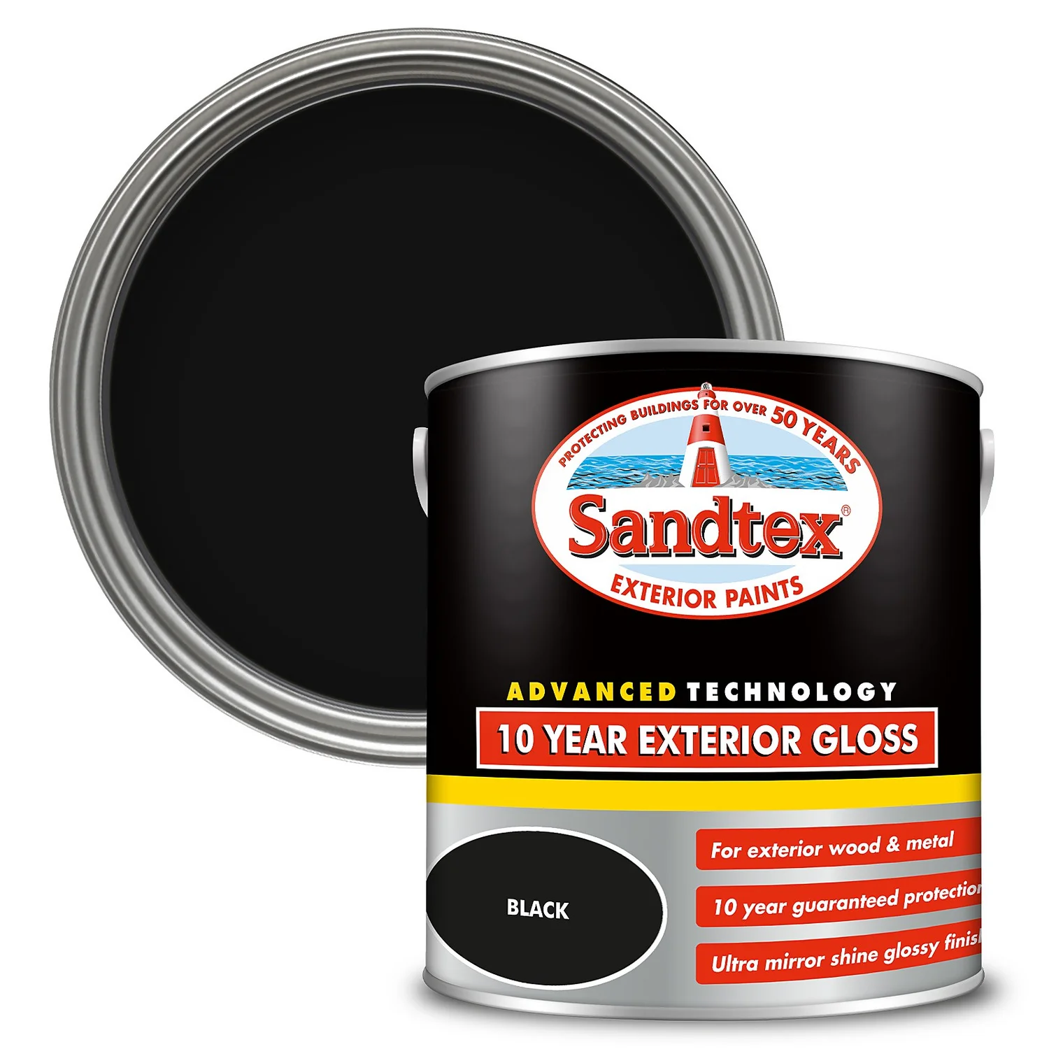 Sandtex® Exterior 10 Year Gloss Paint Charcoal Black - 2.5L 3 Sandtex® Exterior 10 Year Gloss Paint Charcoal Black - 2.5L