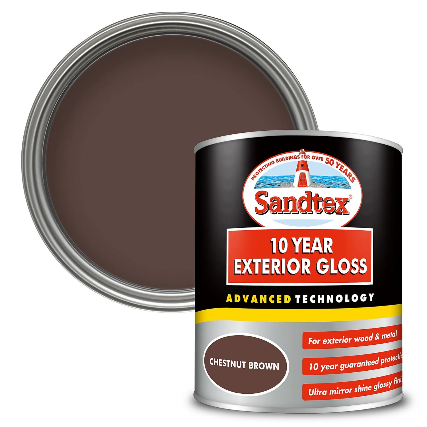 Sandtex® Exterior 10 Year Gloss Paint Chestnut Brown - 750ml 3 Sandtex® Exterior 10 Year Gloss Paint Chestnut Brown - 750ml