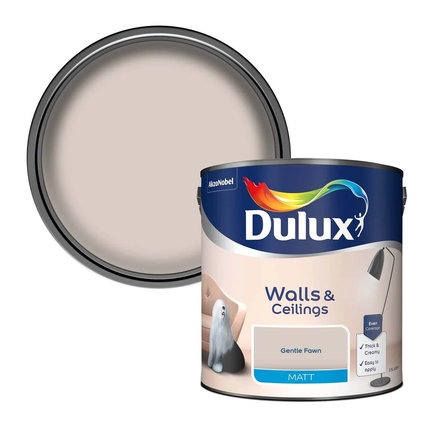 Dulux Matt Emulsion Paint Gentle Fawn - 2.5L 3 Dulux Matt Emulsion Paint Gentle Fawn - 2.5L