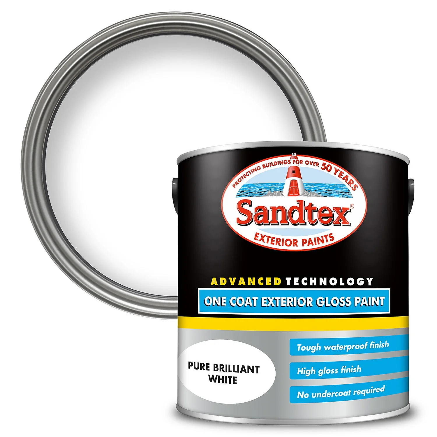 Sandtex® Exterior One Coat Gloss Paint Pure Brilliant White - 2.5L 2 Sandtex® Exterior One Coat Gloss Paint Pure Brilliant White - 2.5L