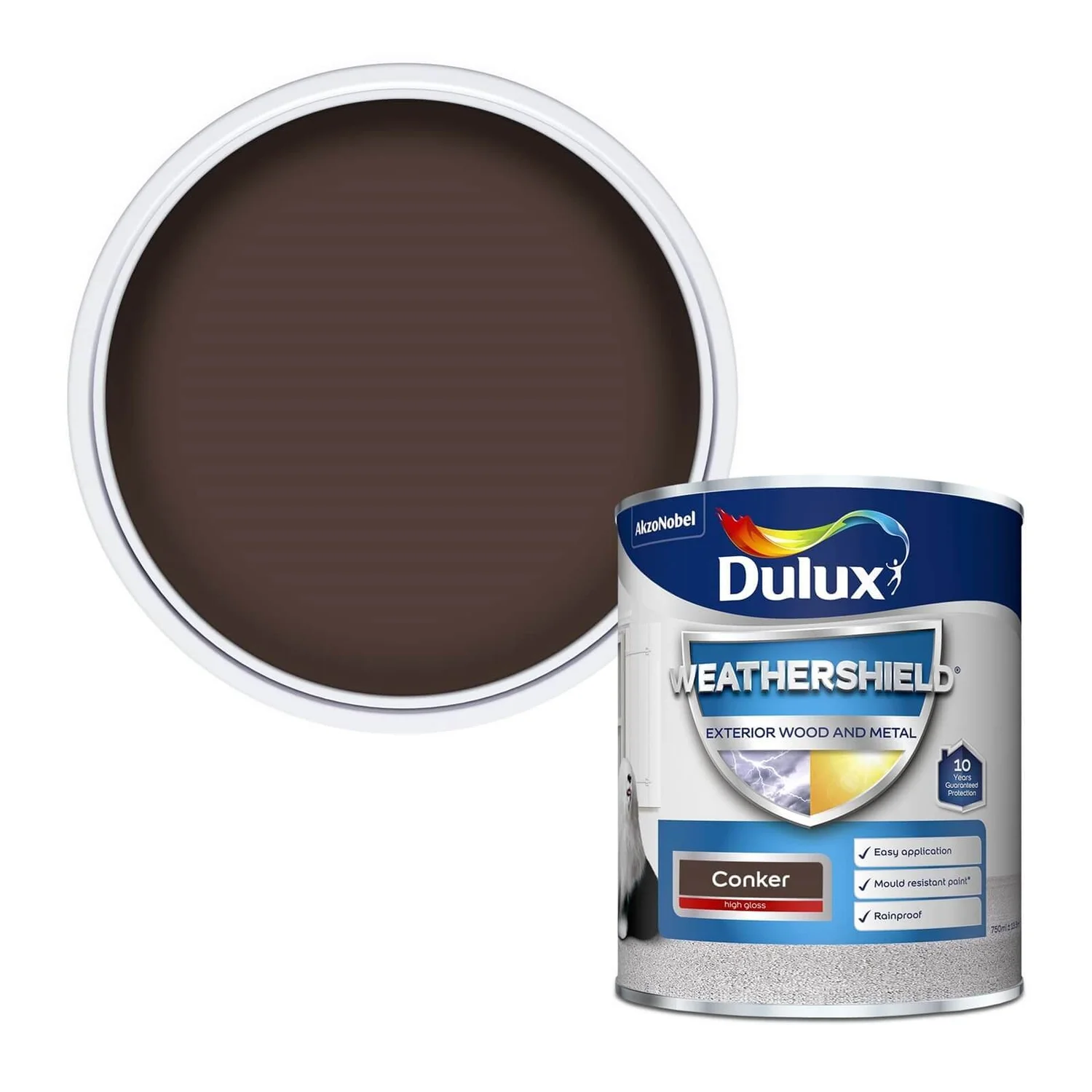 Dulux Weathershield Exterior Gloss Paint Conker - 750ml 3 Dulux Weathershield Exterior Gloss Paint Conker - 750ml