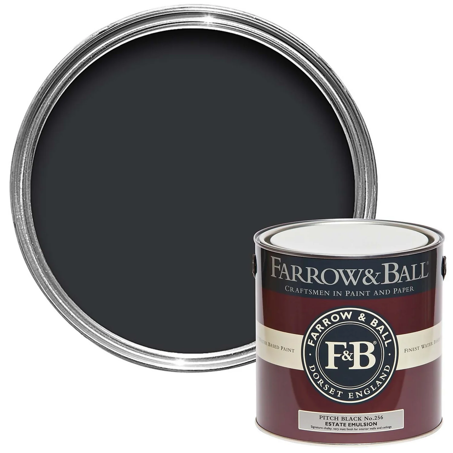 Farrow & Ball Estate Matt Emulsion Paint Pitch Black - 2.5L 3 Farrow & Ball Estate Matt Emulsion Paint Pitch Black - 2.5L