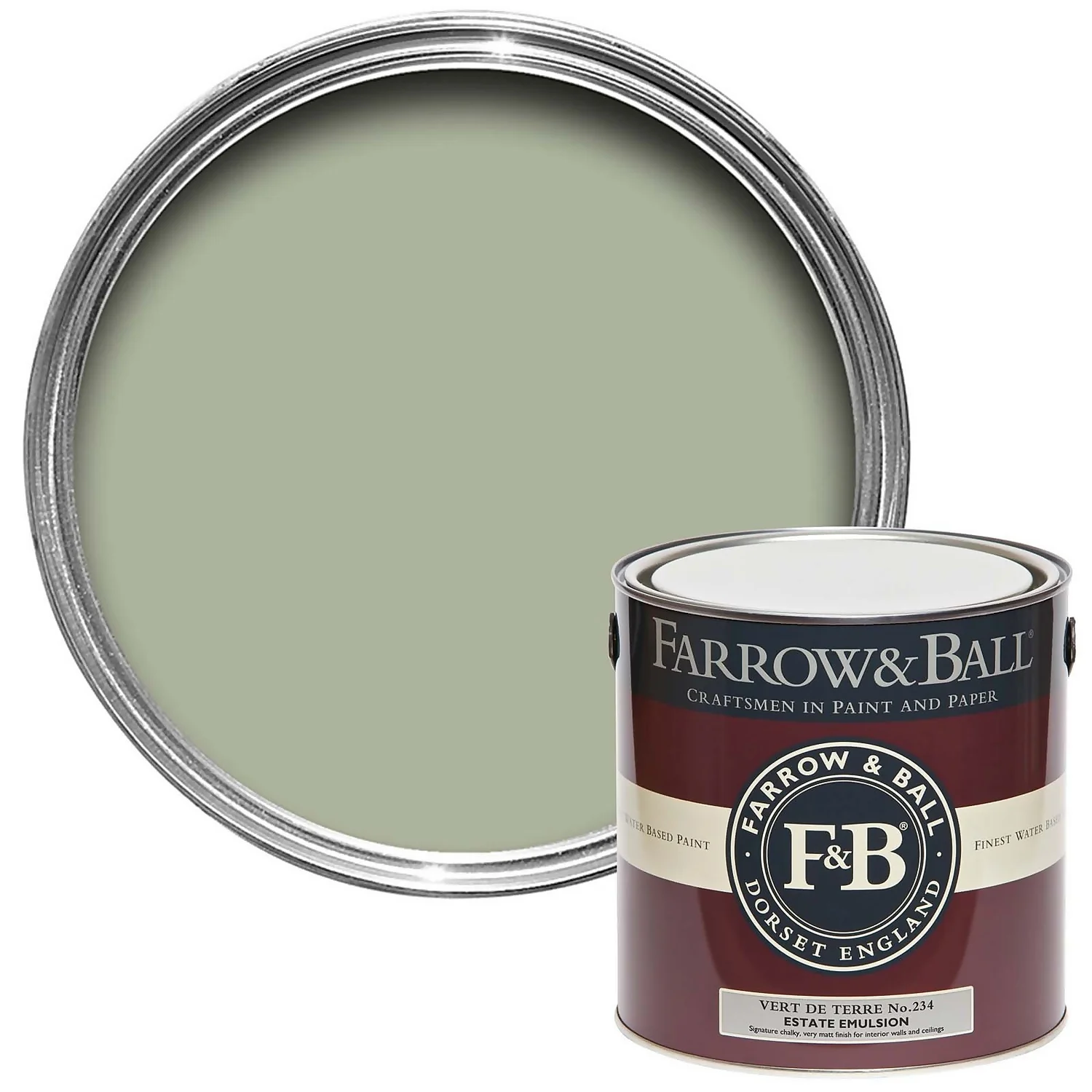 Farrow & Ball Estate Matt Emulsion Paint Vert De Terre - 2.5L 3 Farrow & Ball Estate Matt Emulsion Paint Vert De Terre - 2.5L